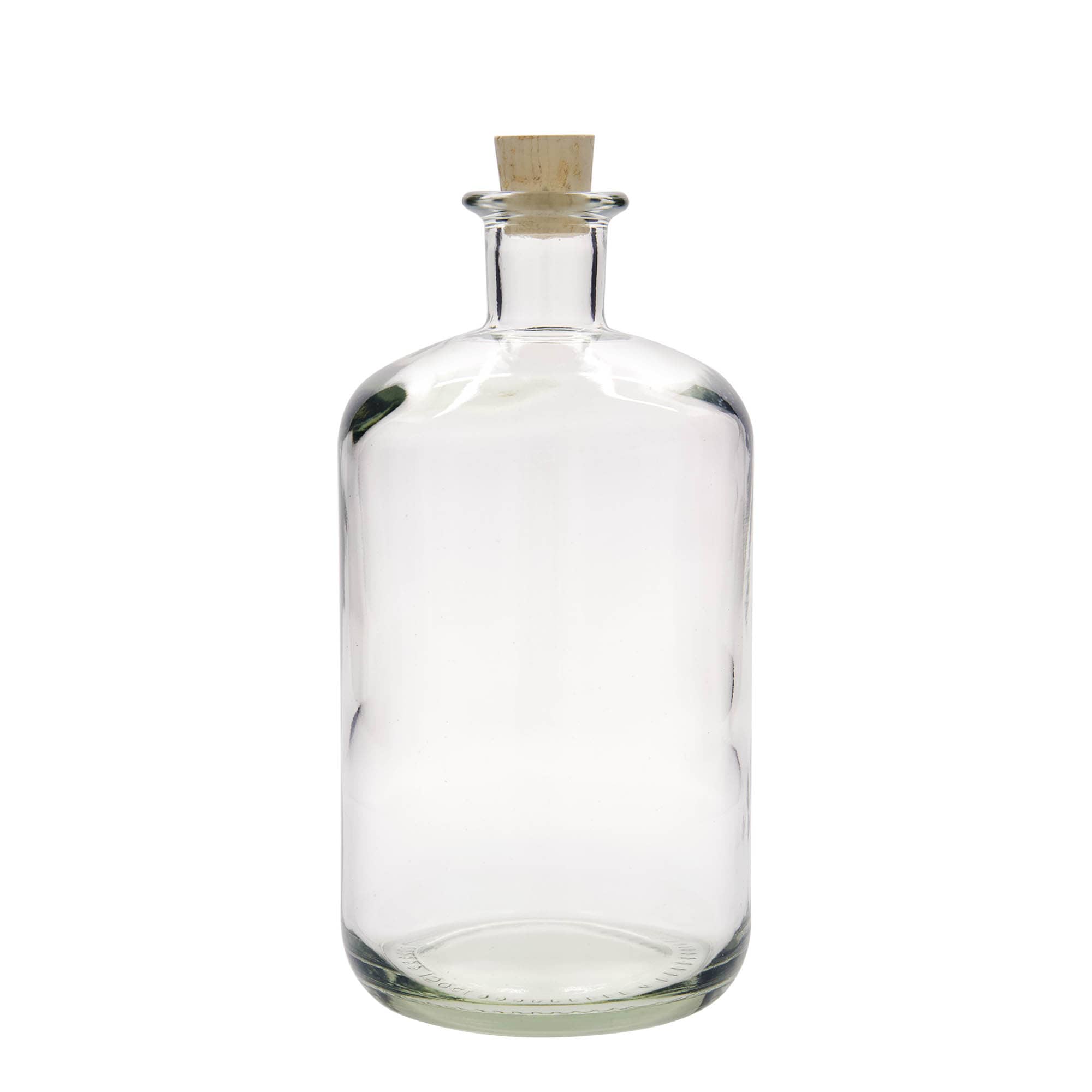 1,500 ml apteegipudel klaasist, avale: kork
