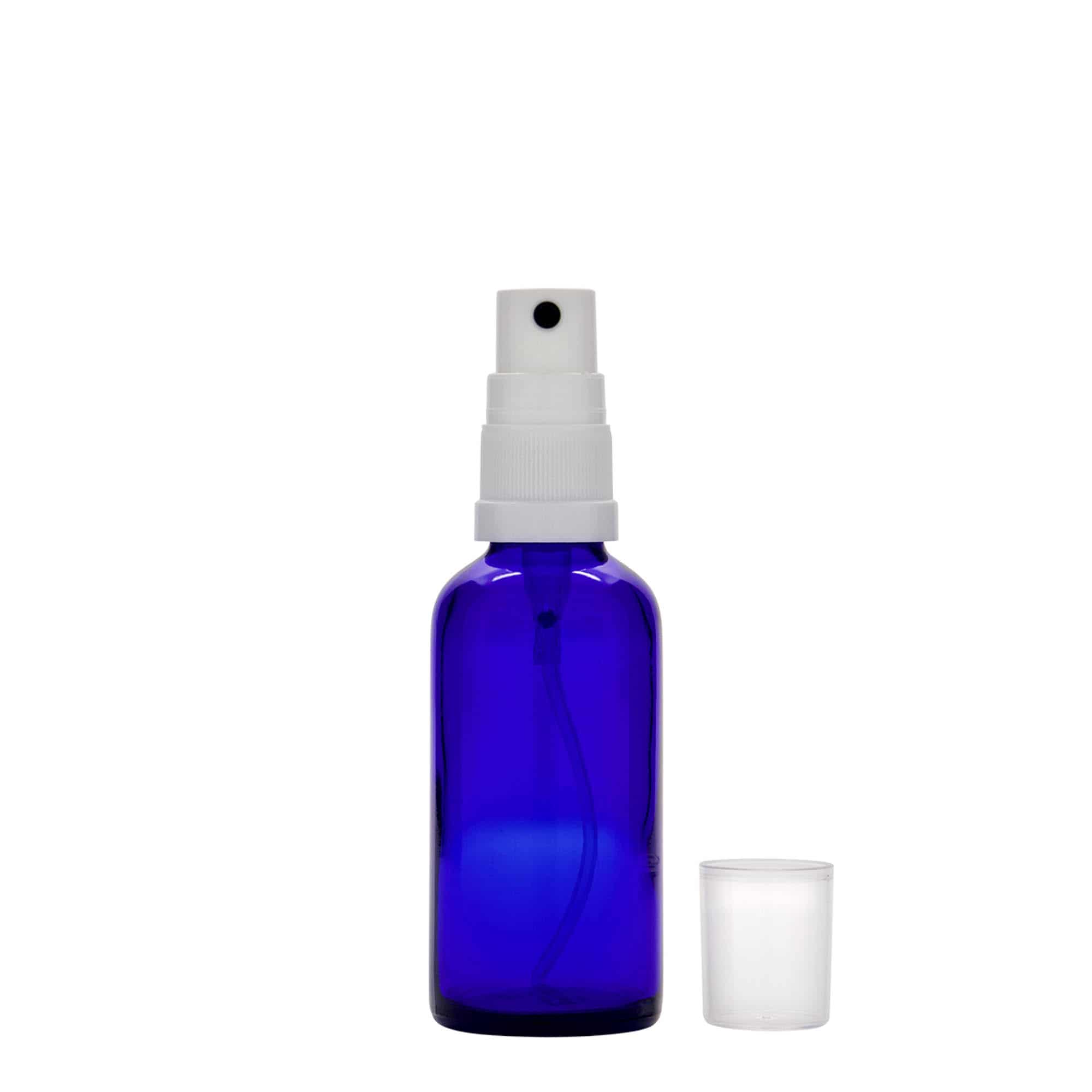 50 ml pihustuspudel meditsiiniks, klaas, kuninglik sinine, suuava: DIN 18
