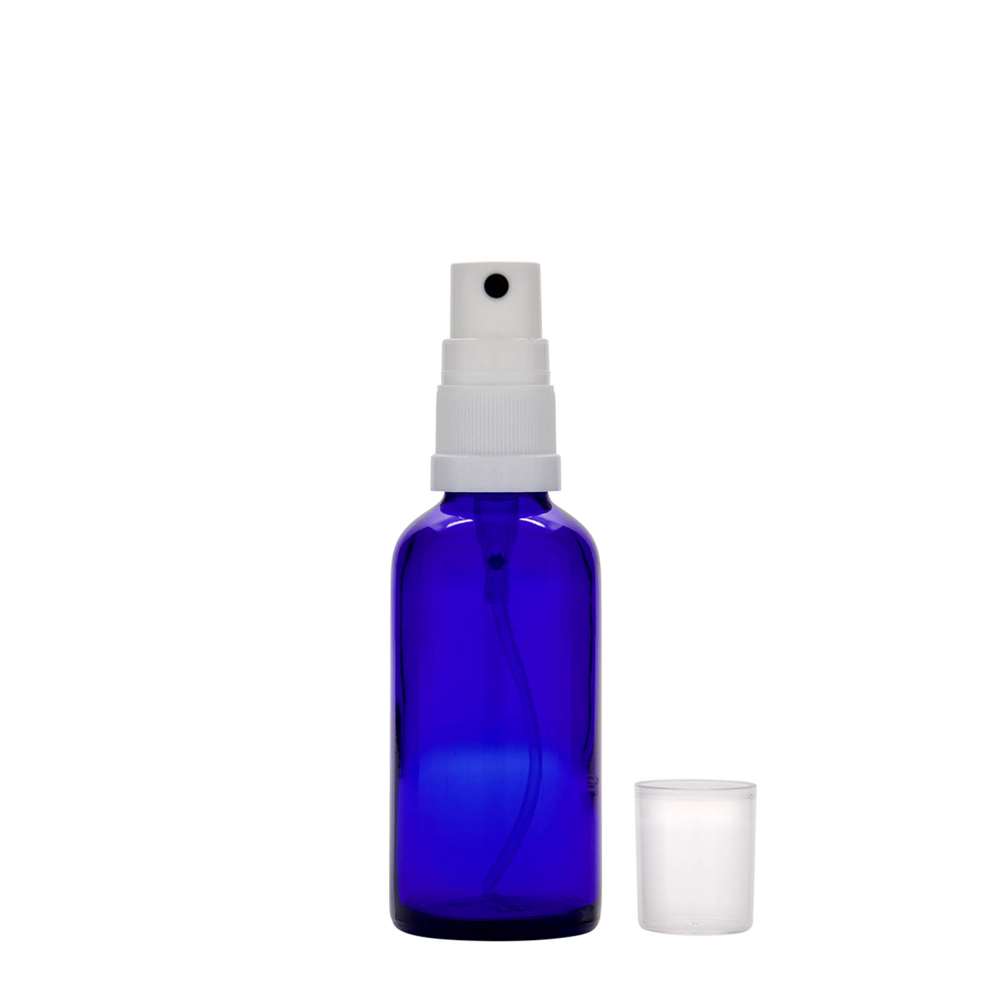 50 ml pihustuspudel meditsiiniks, klaas, kuninglik sinine, suuava: DIN 18