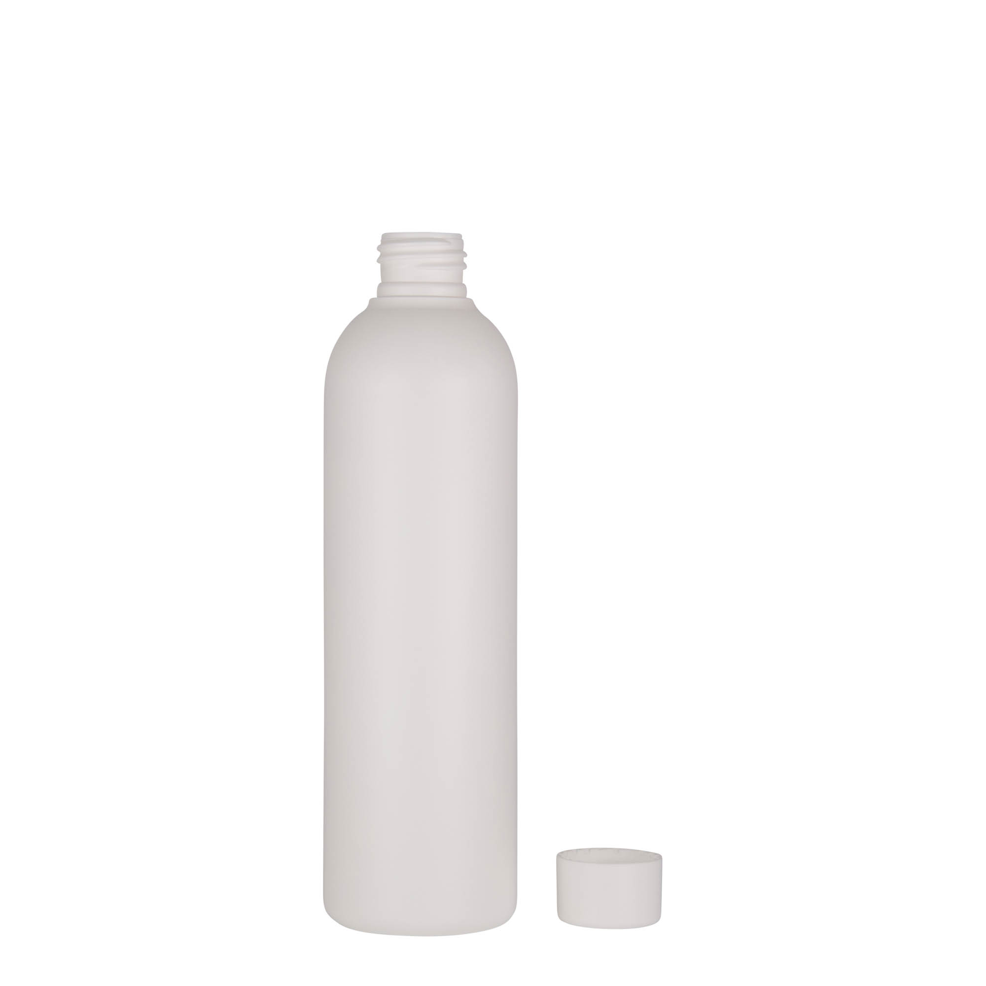 250 ml plastpudel 'Tuffy', HDPE, valge, kael: 24/410