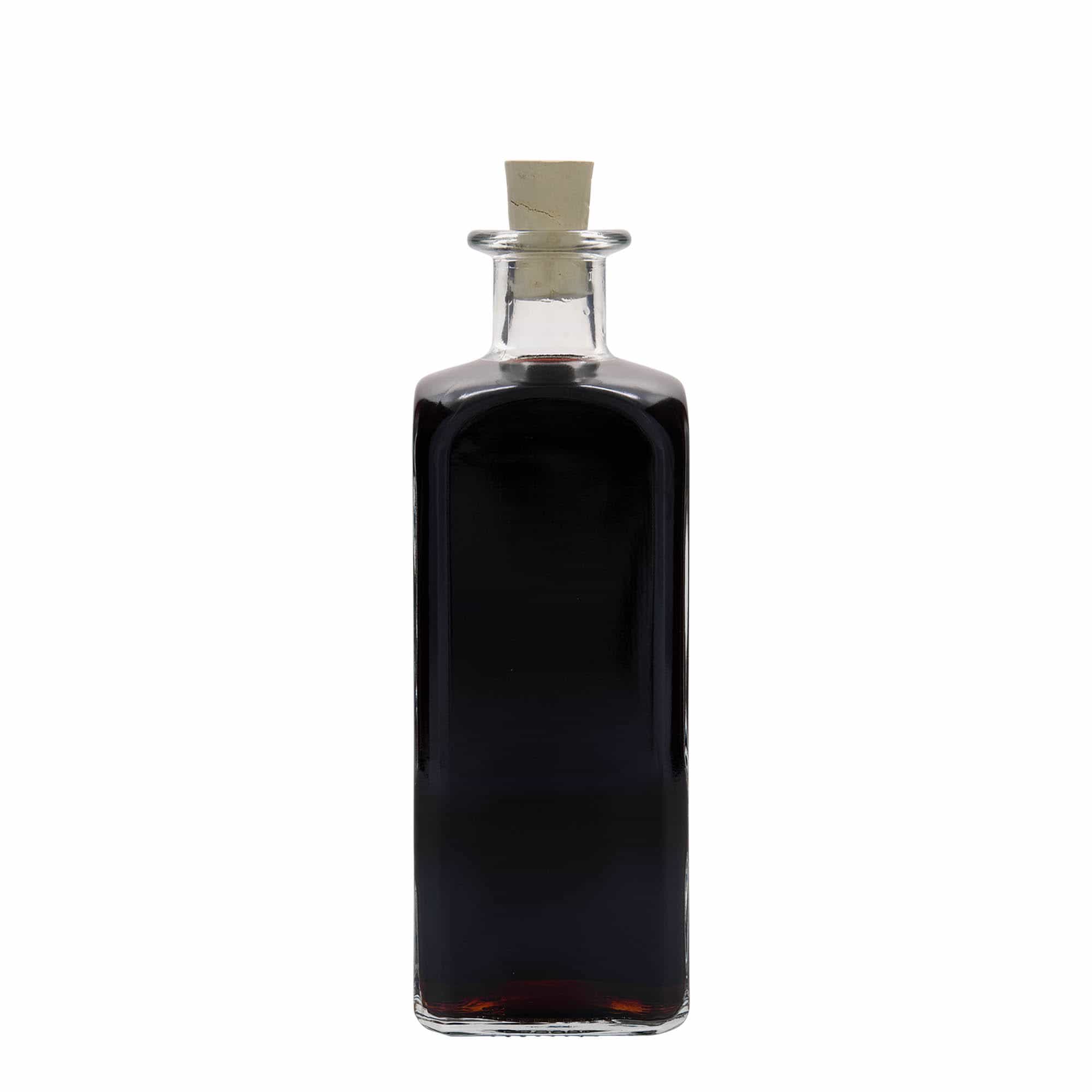 500 ml klaasist apteegipudel 'Carré', ruudukujuline, sulgur: kork