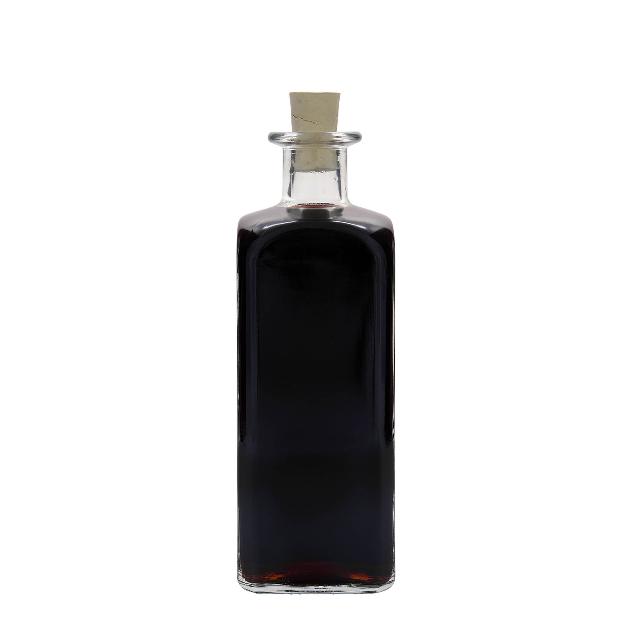 500 ml klaaspudel Apotheker Carré, ruudukujuline, suuava: kork