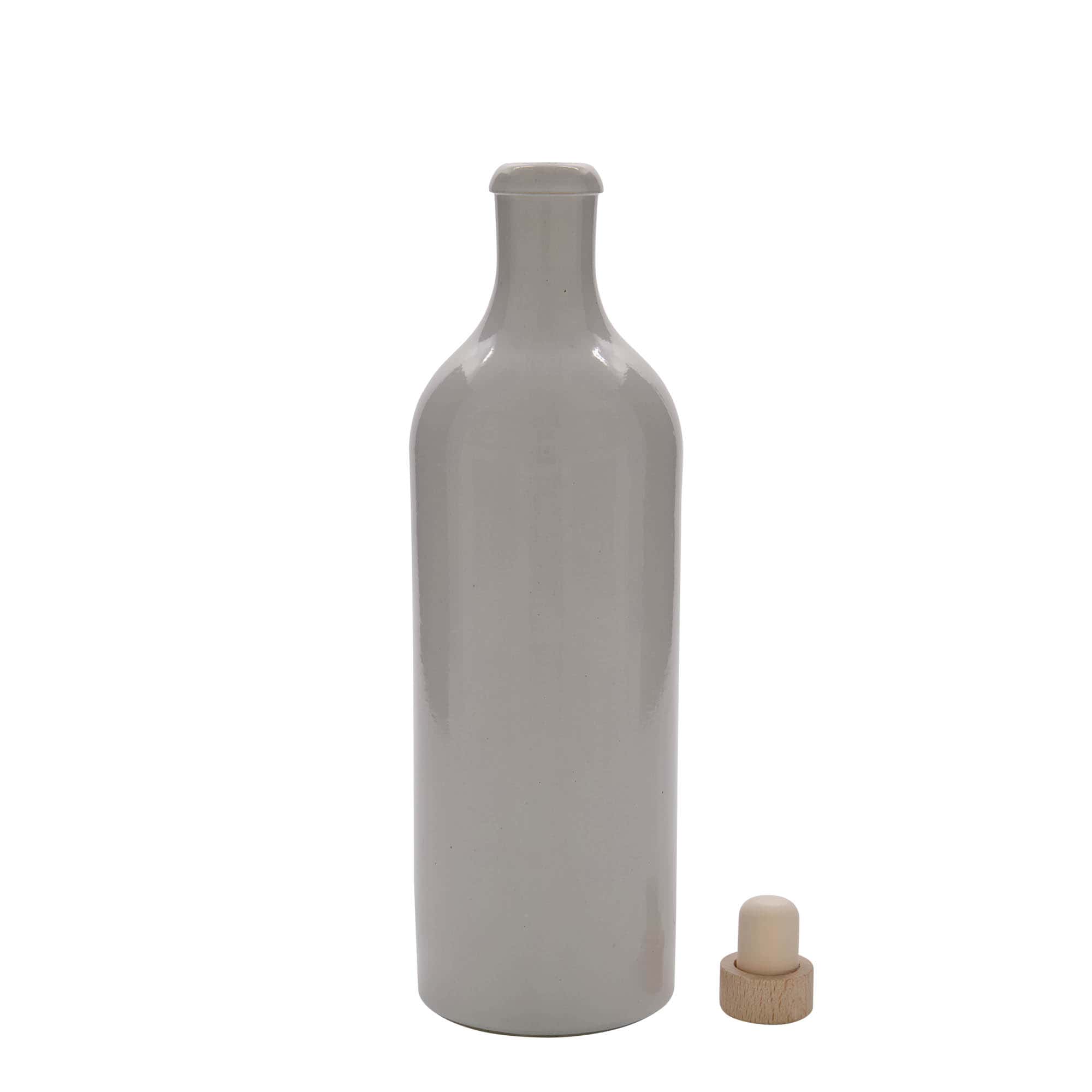 750 ml savinõu, keraamiline, valge, suuava: kork