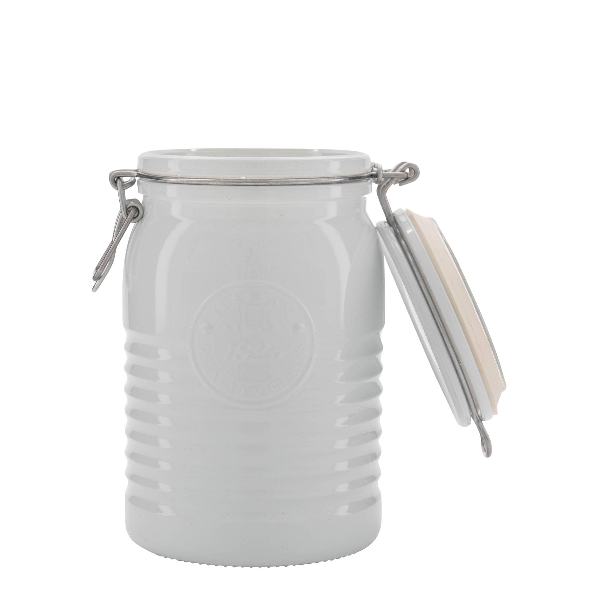 1000 ml traatkaanega purk 'Officina 1825', valge, sulgur: traatkaas