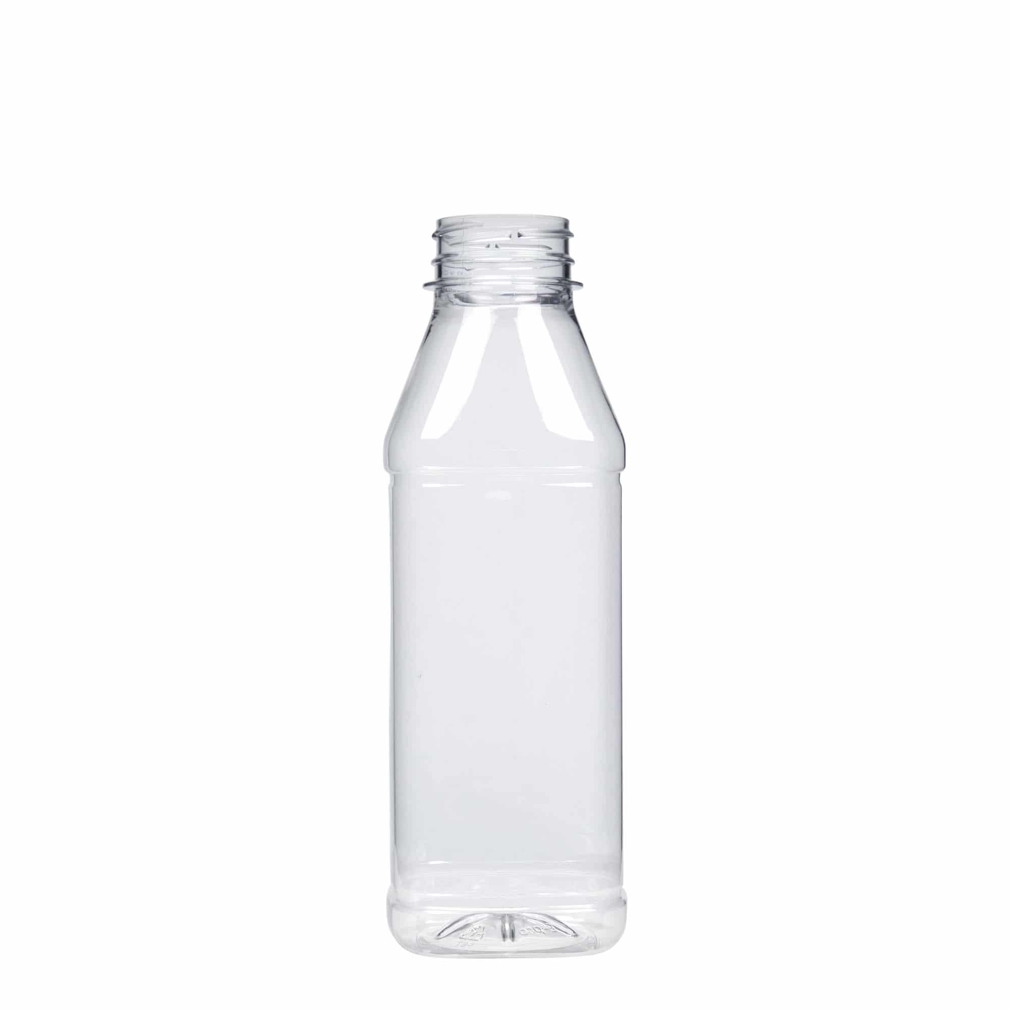 500 ml PET-pudel 'Milk and Juice Carré', ruudukujuline, plastik, ava: 38 mm
