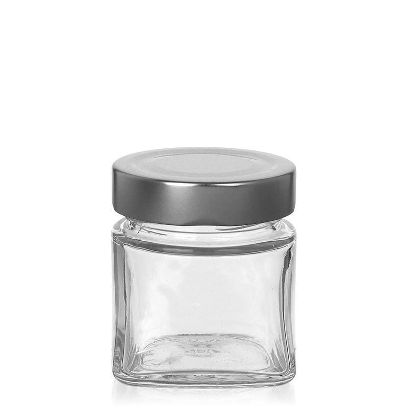 106 ml ruudukujuline klaaspurk 'Luxor', ava: Deep-Twist-Off (DTO 58)