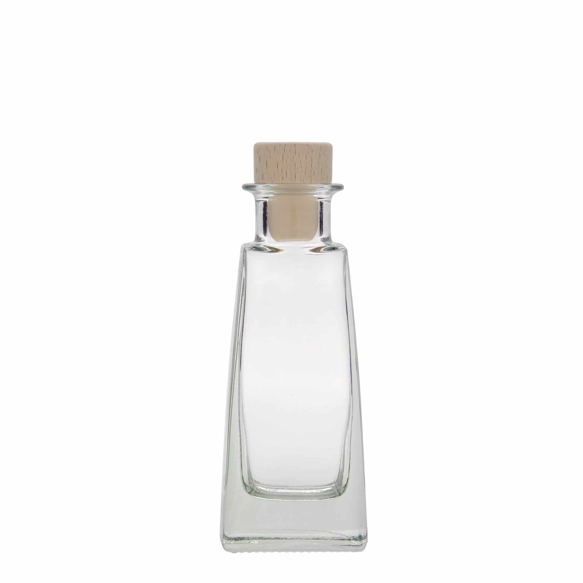100 ml klaaspudel 'Timmy', ristkülikukujuline, suuava: kork
