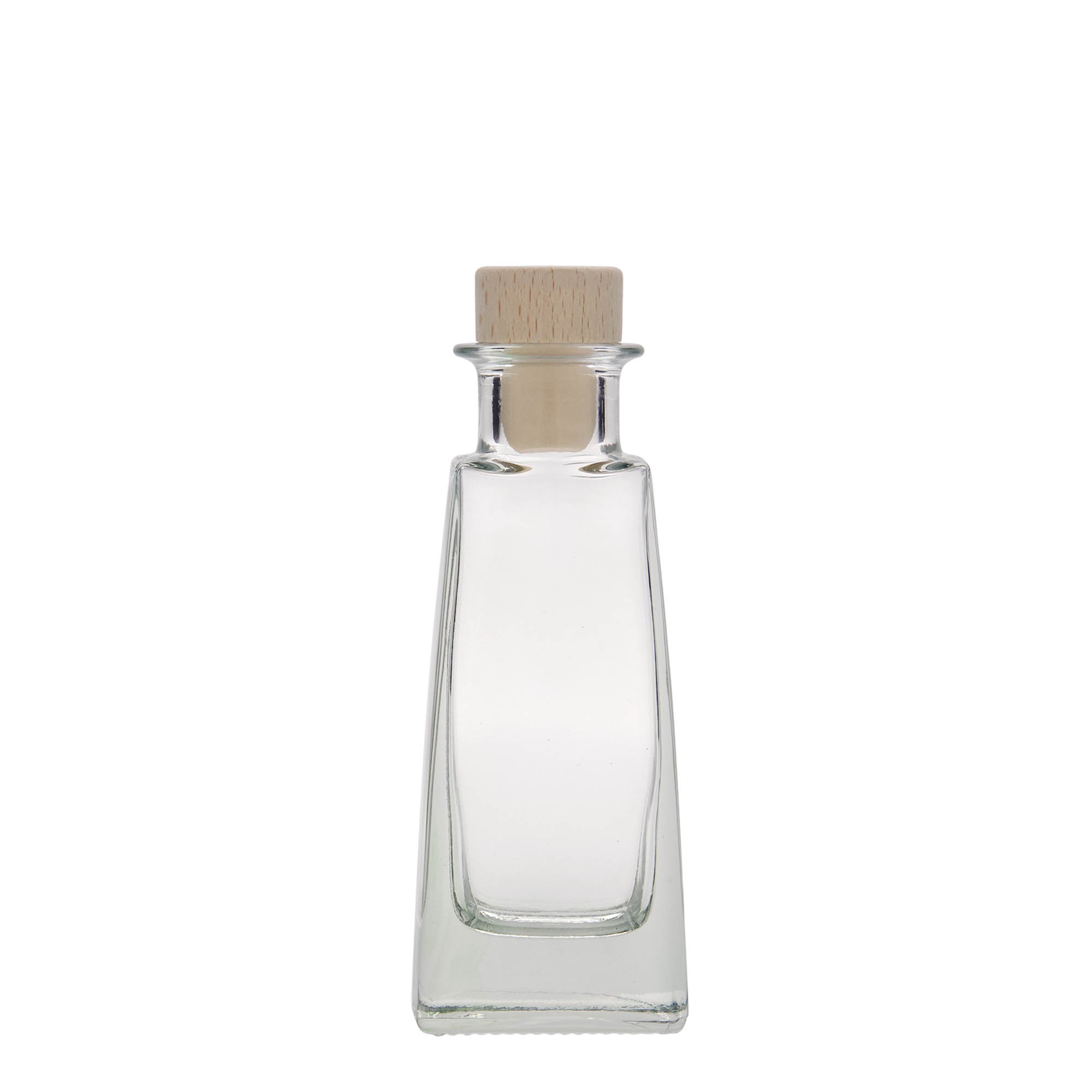100 ml klaaspudel 'Timmy', ristkülikukujuline, suuava: kork