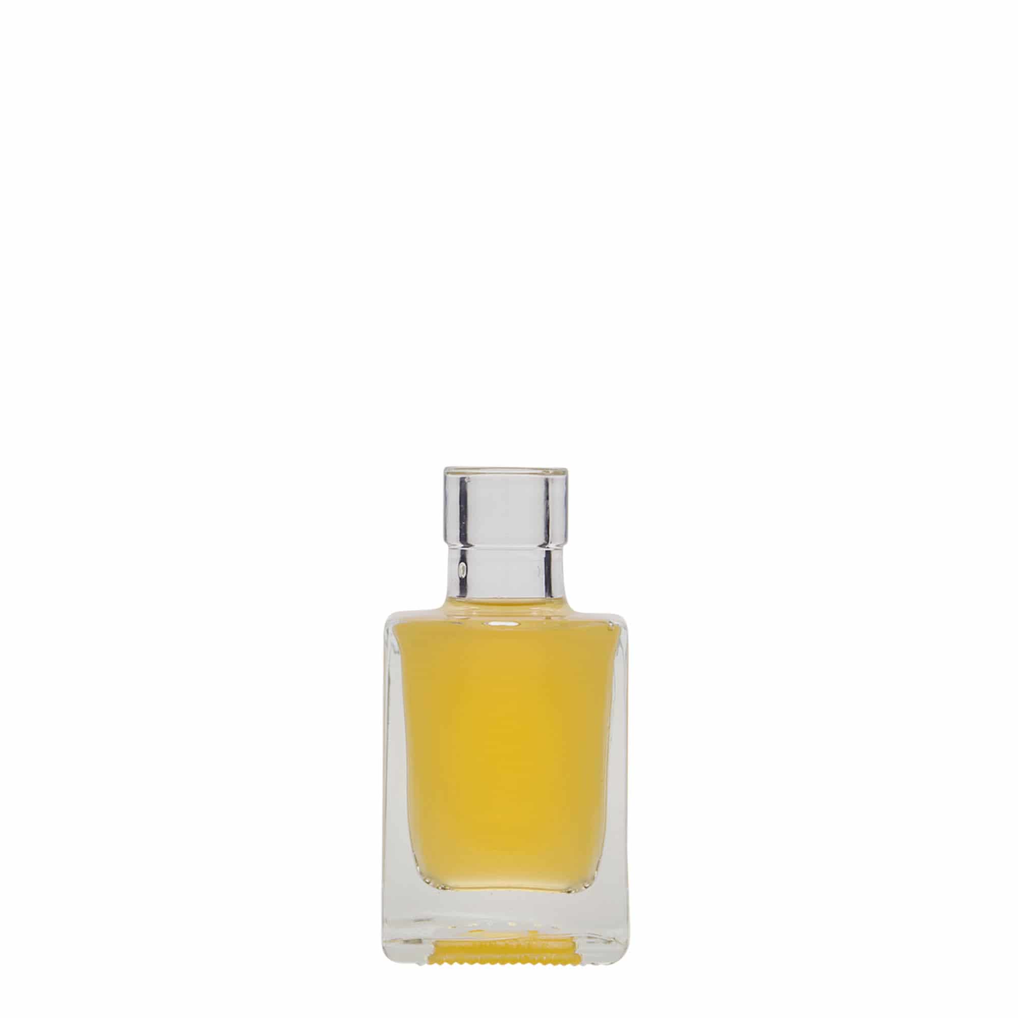50 ml klaaspudel 'Cube', ruudukujuline, suuava: kork