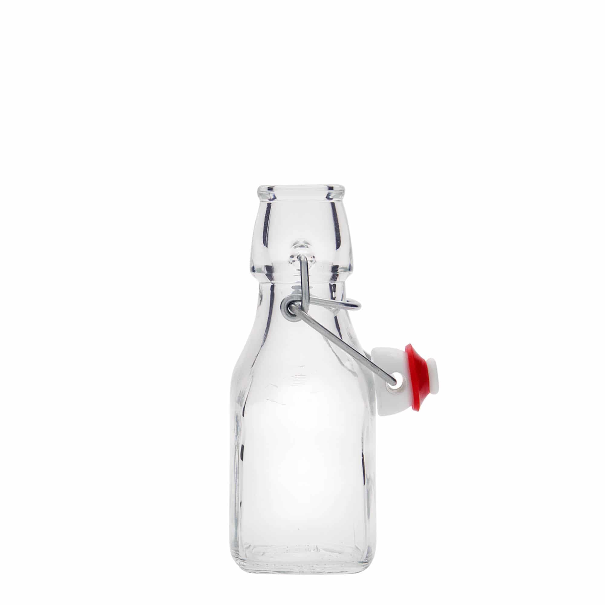 125 ml klaaspudel 'Sving', ruudukujuline, sulgur: traatkork
