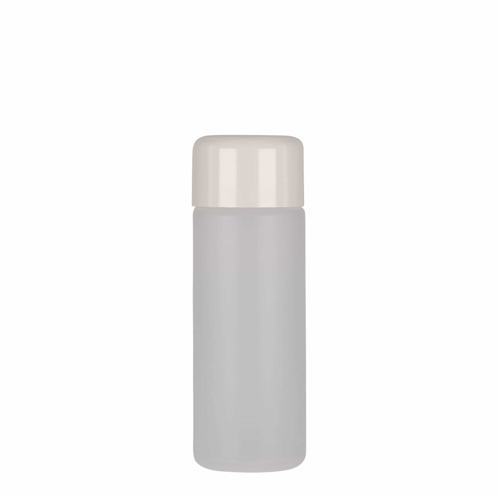 100 ml silinderpudel, PE-plast, loomulik värv, sulgur: keeratav kork