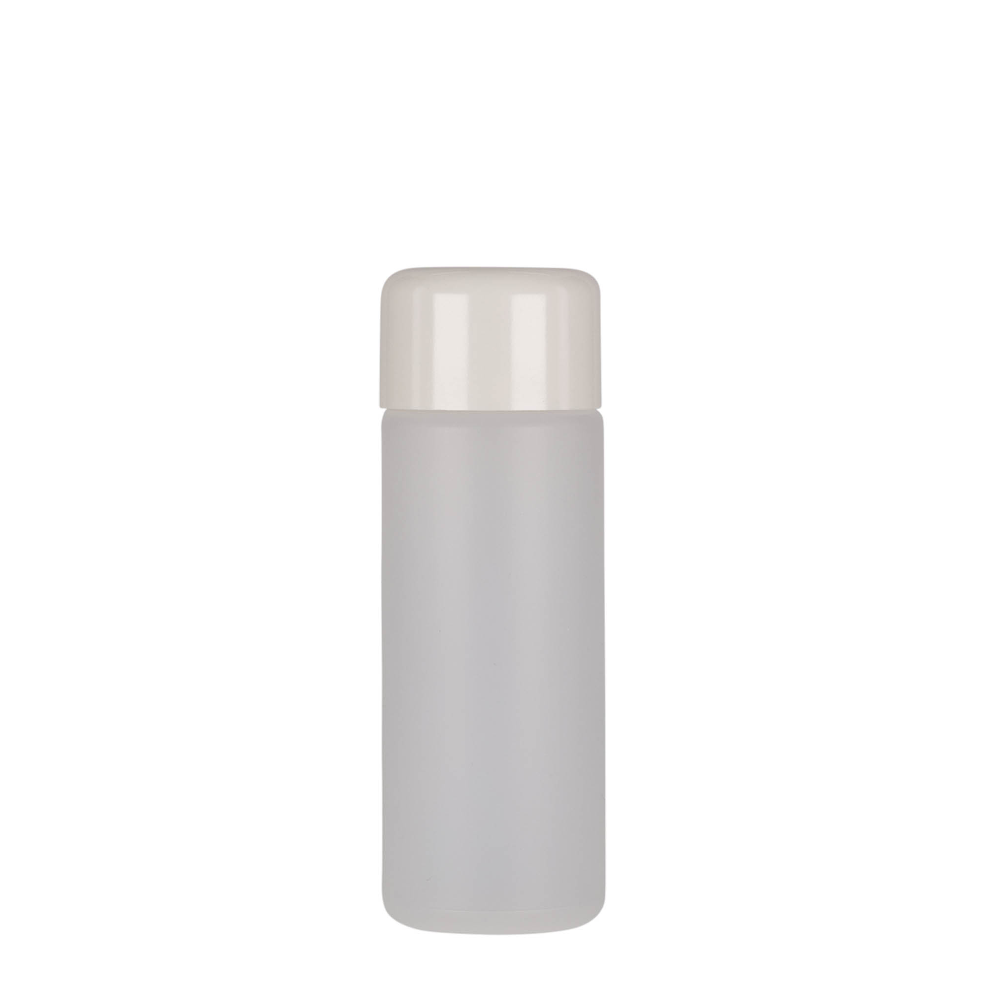 100 ml ümarpudel, PE-plastik, naturaalne, ava: kruvikork