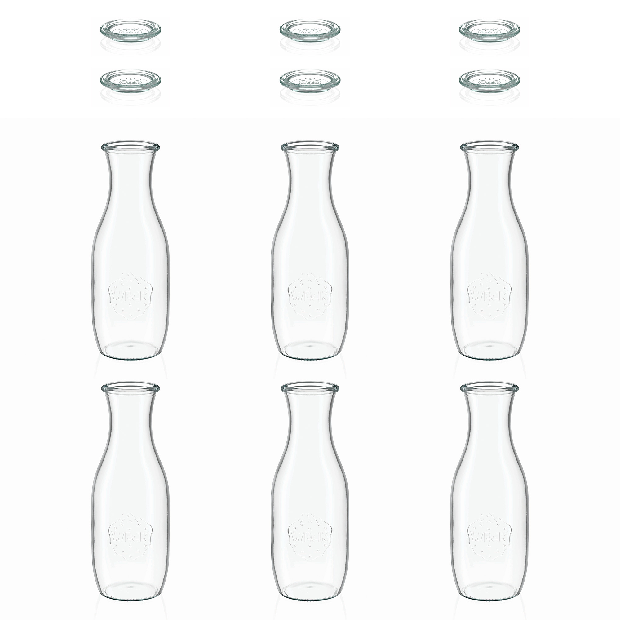 6x 1000 ml WECK-mahlapudel klaaskaanega RR 60