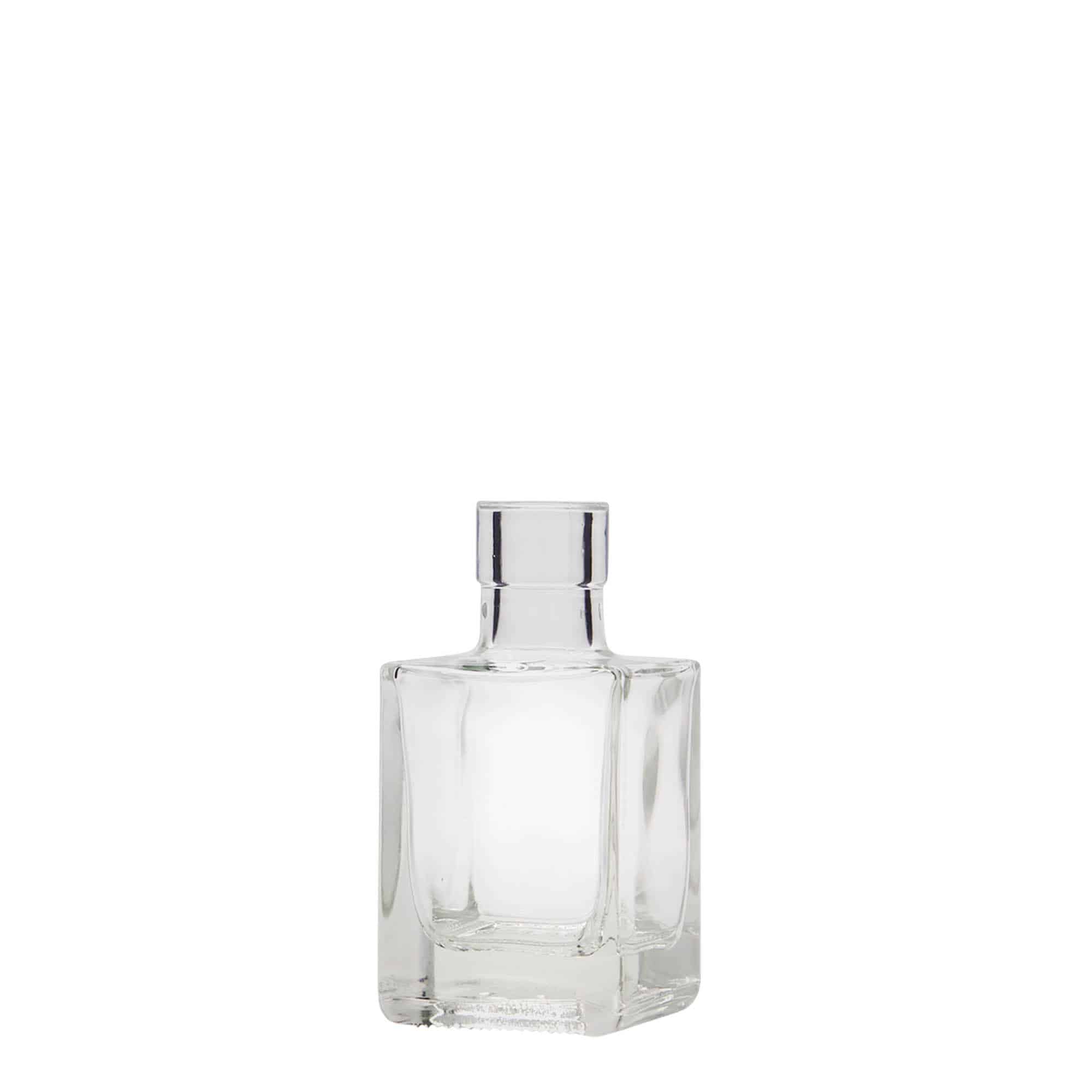 50 ml klaaspudel 'Cube', ruudukujuline, sulgur: kork