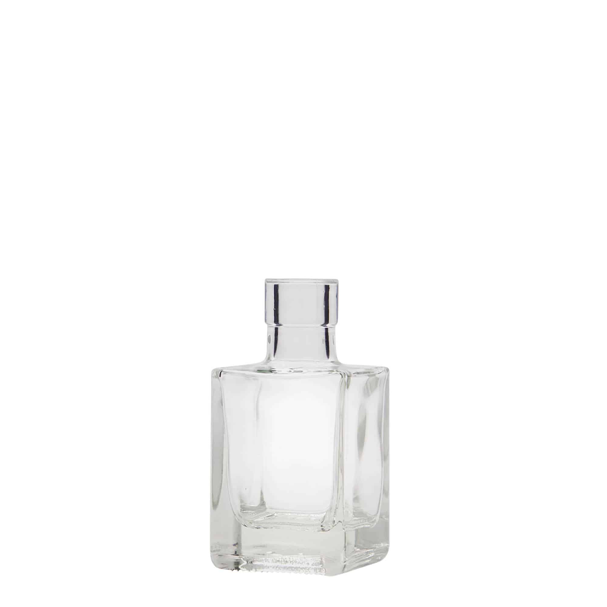 50 ml klaaspudel 'Cube', ruudukujuline, suuava: kork