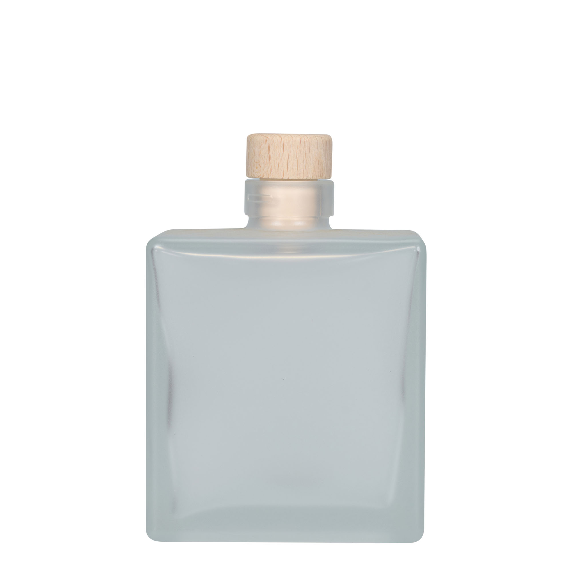 500 ml klaaspudel 'Cube', ruudukujuline, jäätunud, suuava: kork
