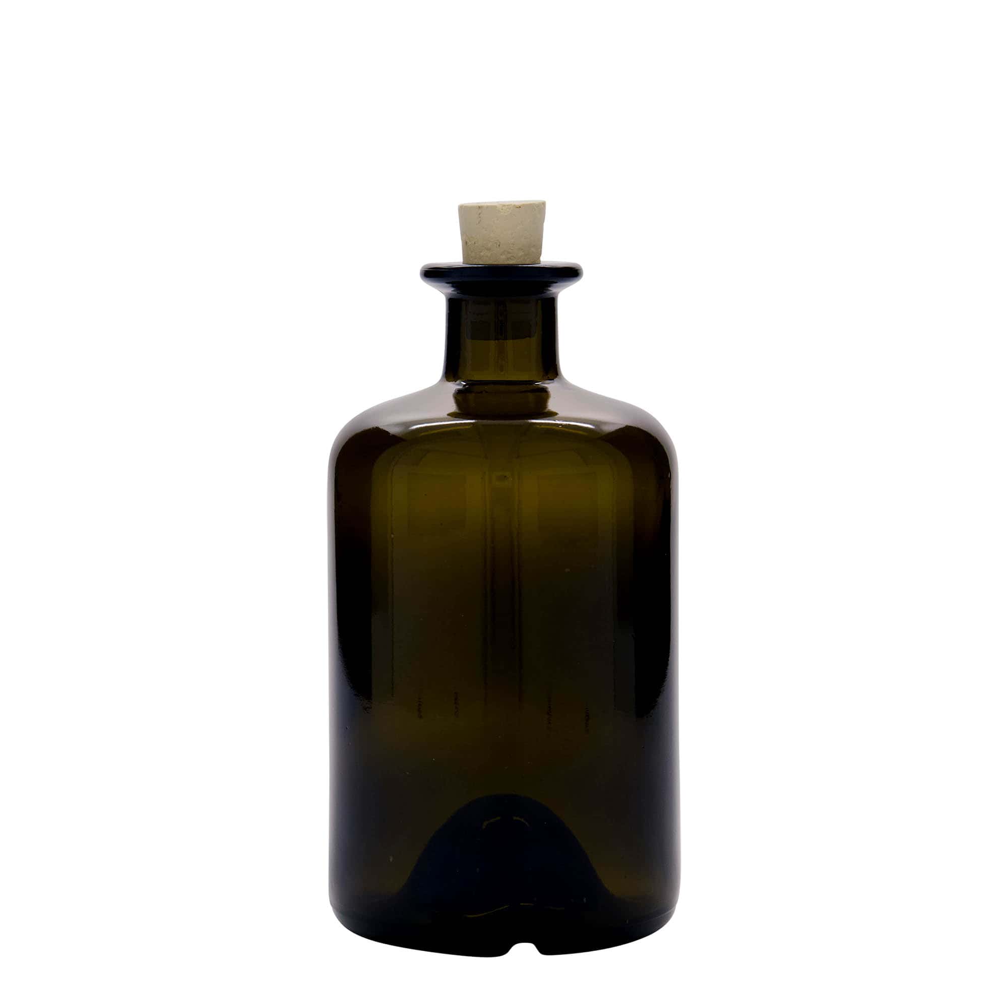 500 ml klaasist apteegipudel, antiikroheline, sulgur: kork
