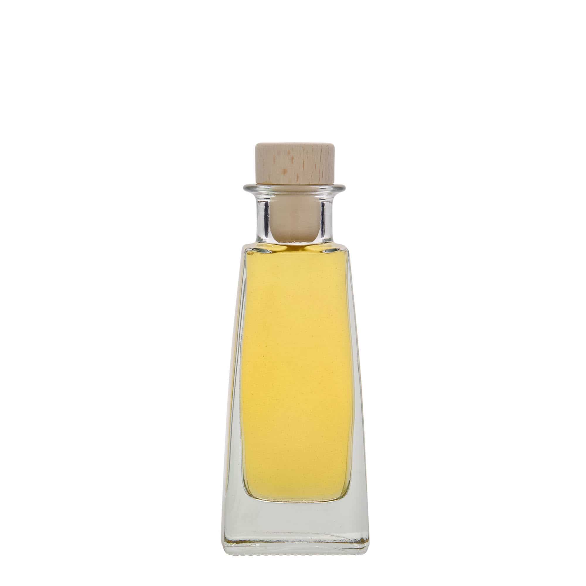100 ml klaaspudel 'Timmy', ristkülikukujuline, sulgur: kork