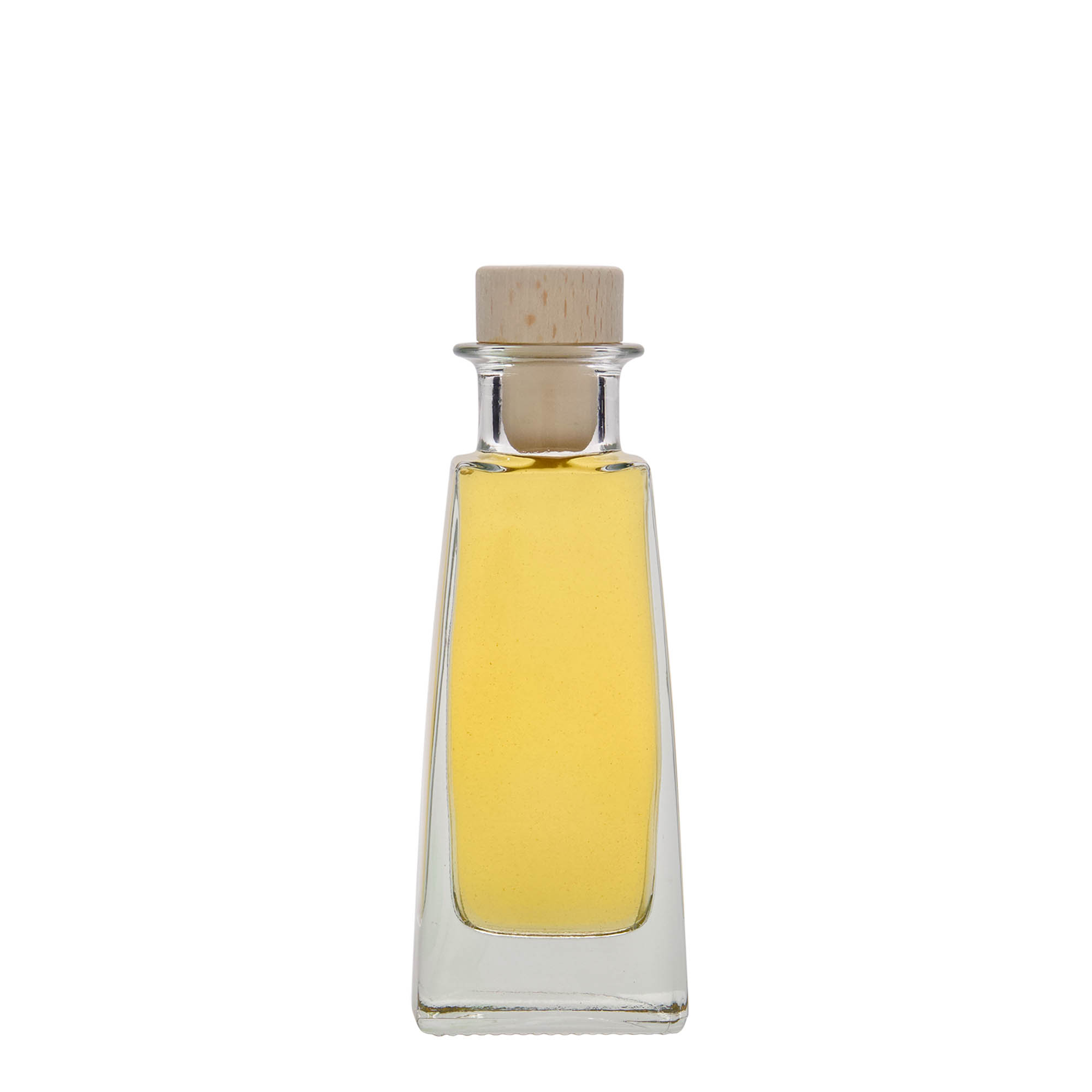 100 ml klaaspudel 'Timmy', ristkülikukujuline, suuava: kork