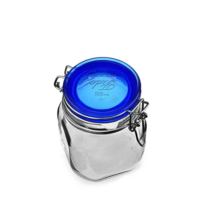 750 ml traatkaanega purk 'Fido' Blue Top, ruudukujuline, sulgur: traatkaas