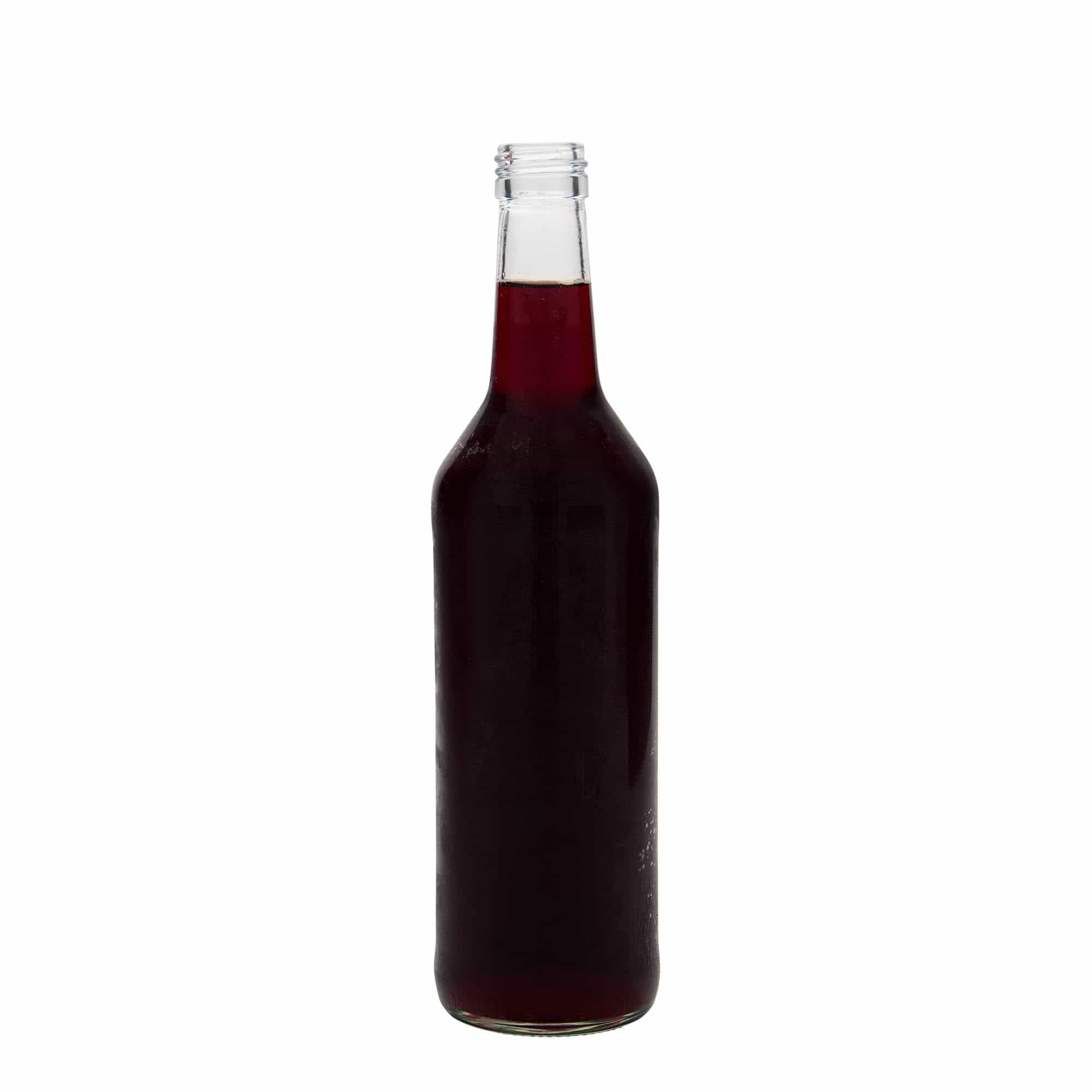 500 ml klaaspudel, sirge kaelaga, sulgur: PP 28
