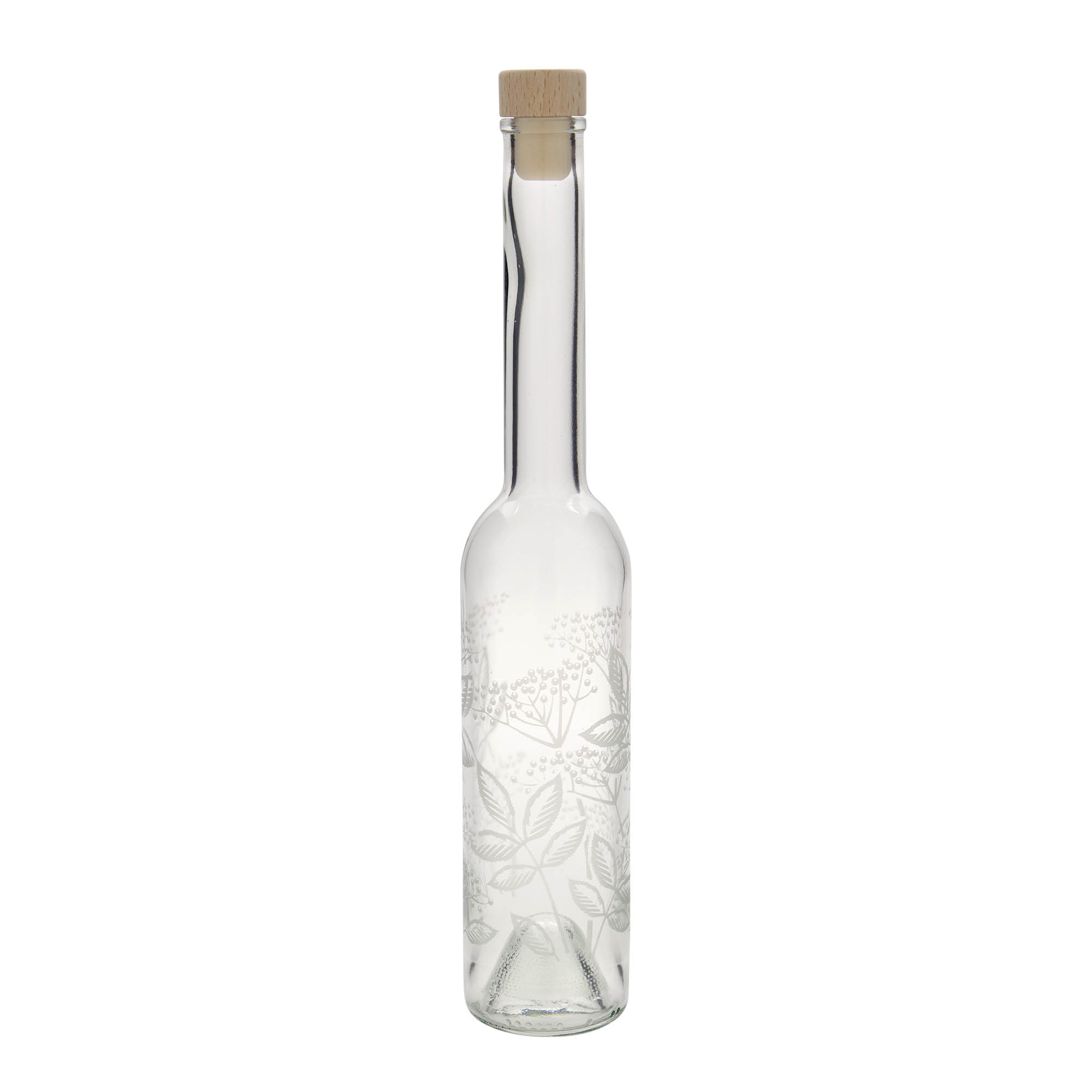 350 ml klaaspudel 'Opera', motiiv: leedripuu, suue: kork