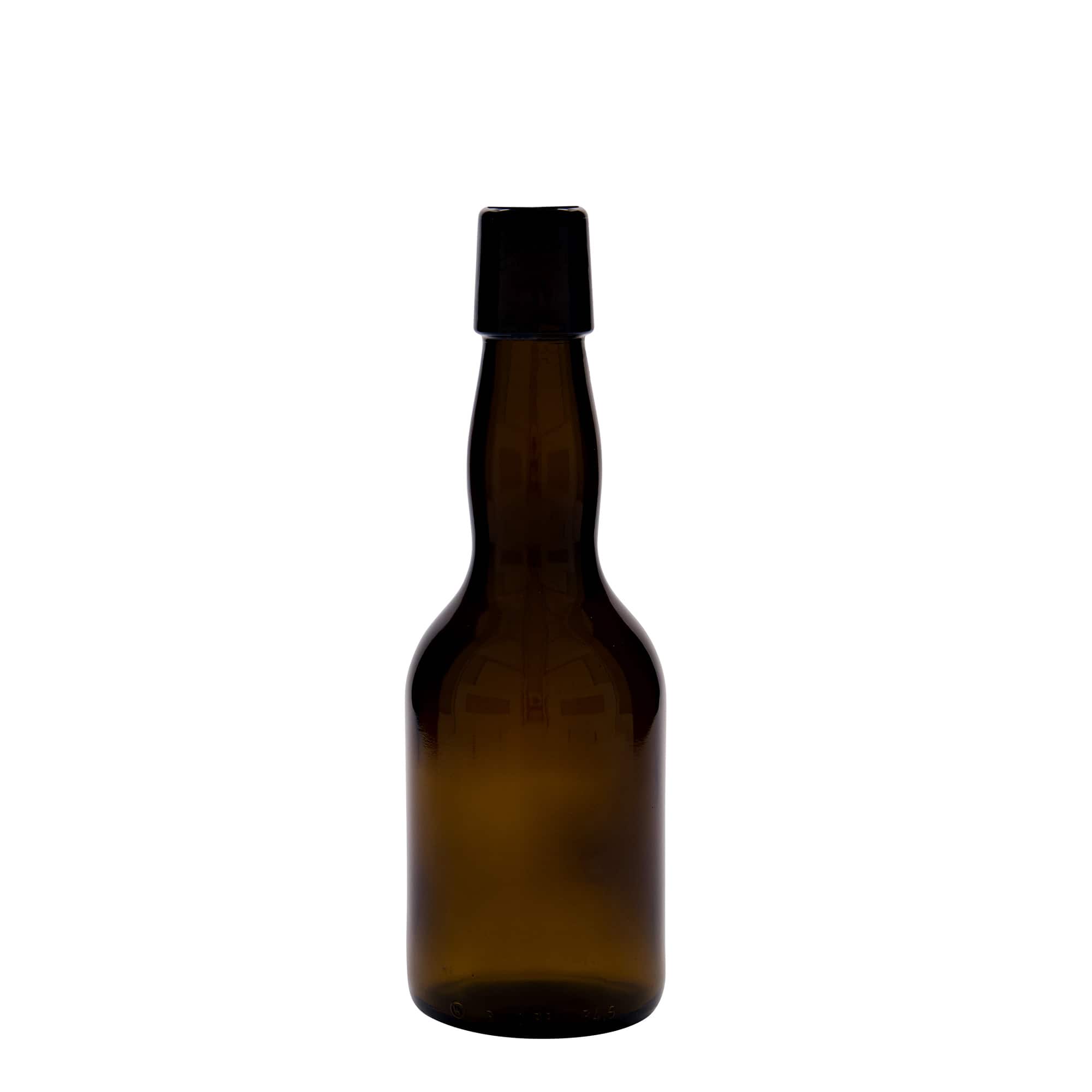 330 ml õllepudel kaelaga, klaas, pruun, avale: klambriga sulgur