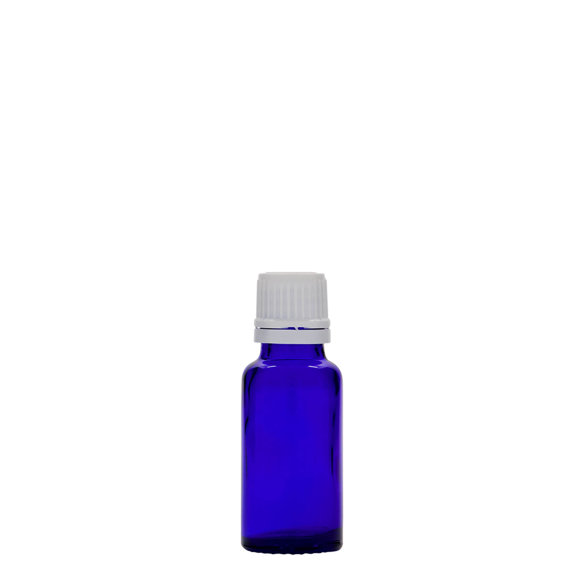 20 ml meditsiinipudel, klaas, kuninglik sinine, suu: DIN 18