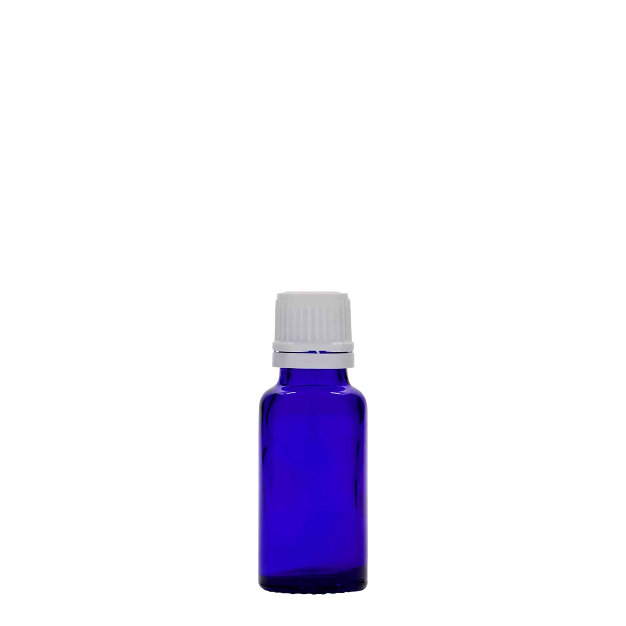 20 ml meditsiinipudel, klaas, kuninglik sinine, suu: DIN 18