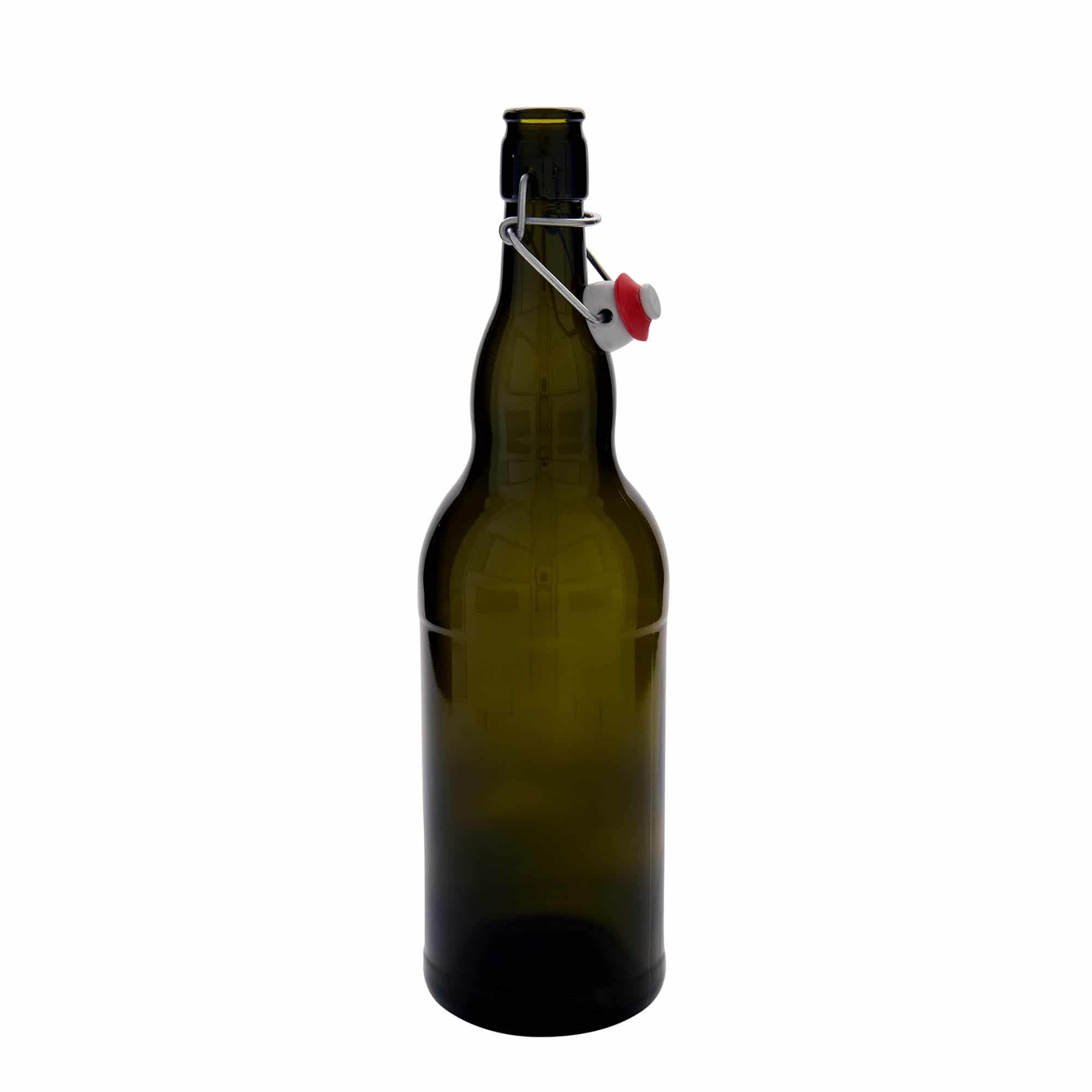 1000 ml õllepudel Belgia, klaas, antiikroheline, sulgur: traatkork