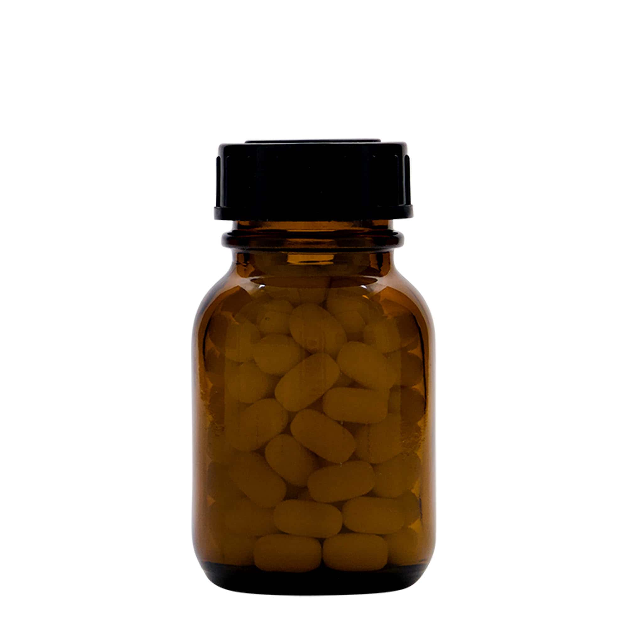 50 ml laiakaelne klaas, pruun, suuava: DIN 32