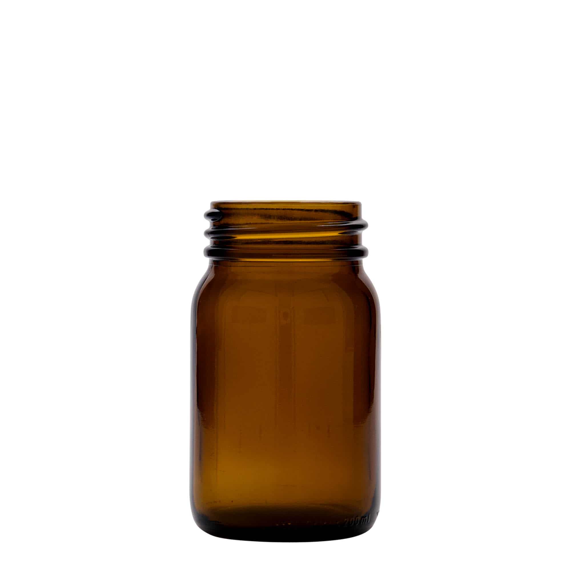 200 ml laia kaelaga purk, pruun, sulgur: DIN 55