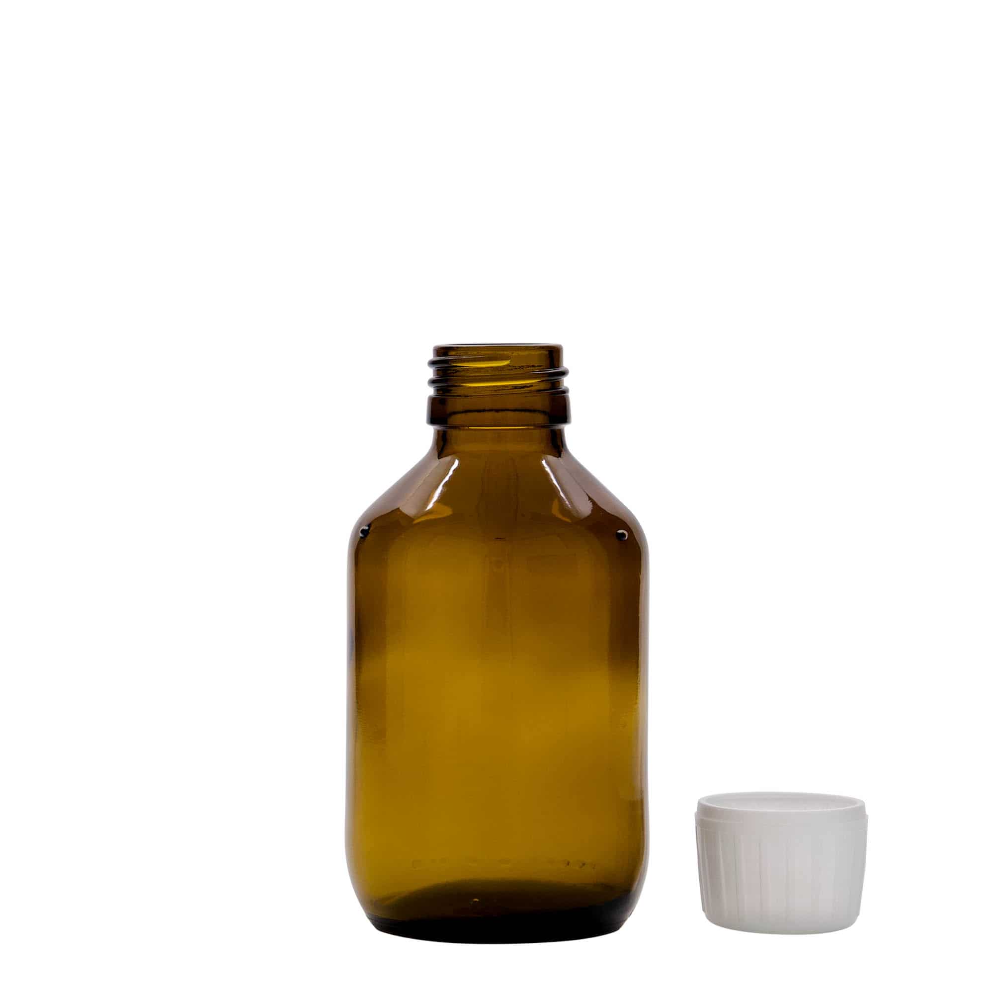 150 ml meditsiinipudel, pruun, klaas, suu: PP 28