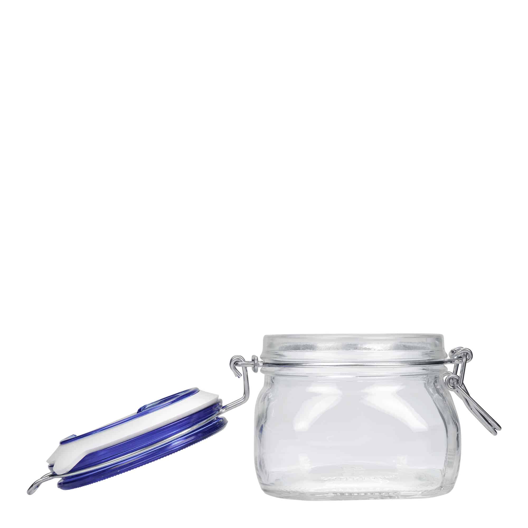 500 ml traatkaanega purk 'Fido' Blue Top, ruudukujuline, sulgur: traatkaas