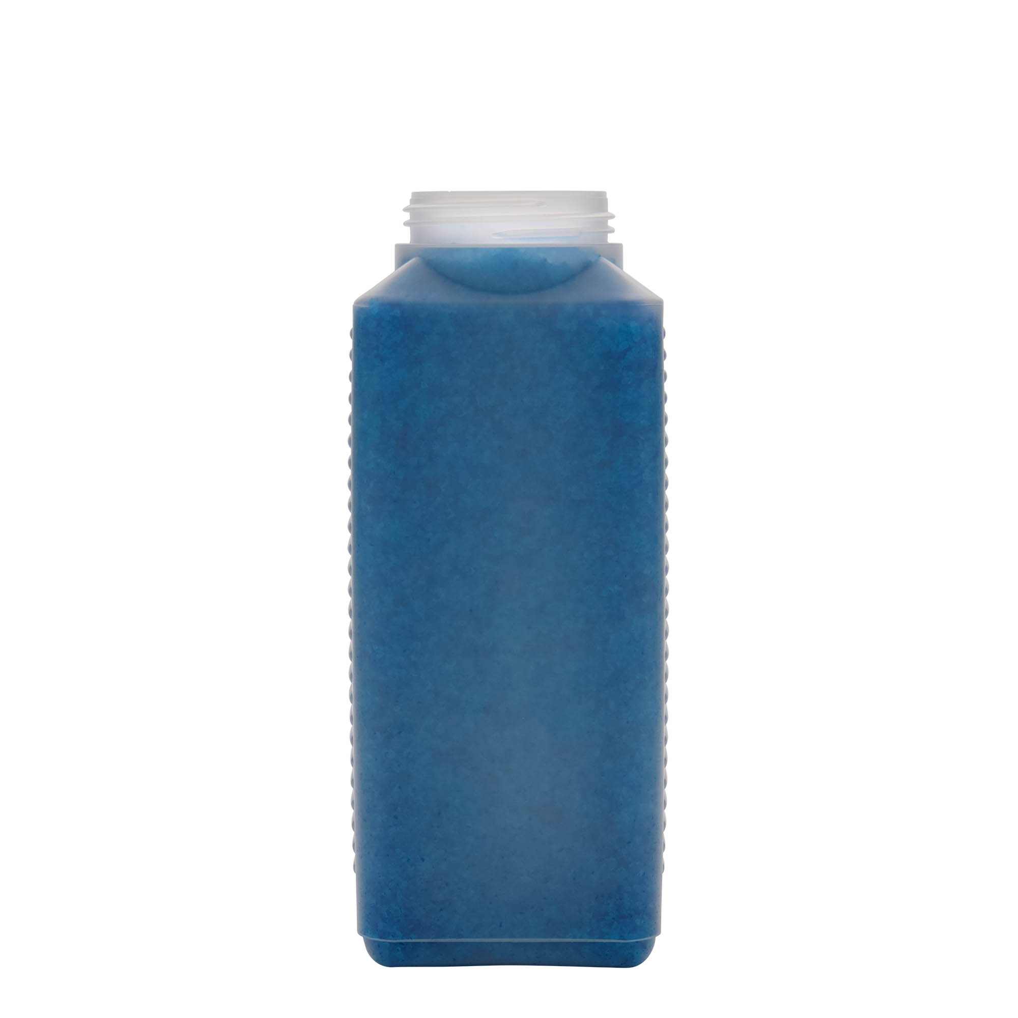 1.000 ml laiakaelne pudel, ristkülikukujuline, HDPE-plast, naturaalne, avaus: DIN 60 EPE