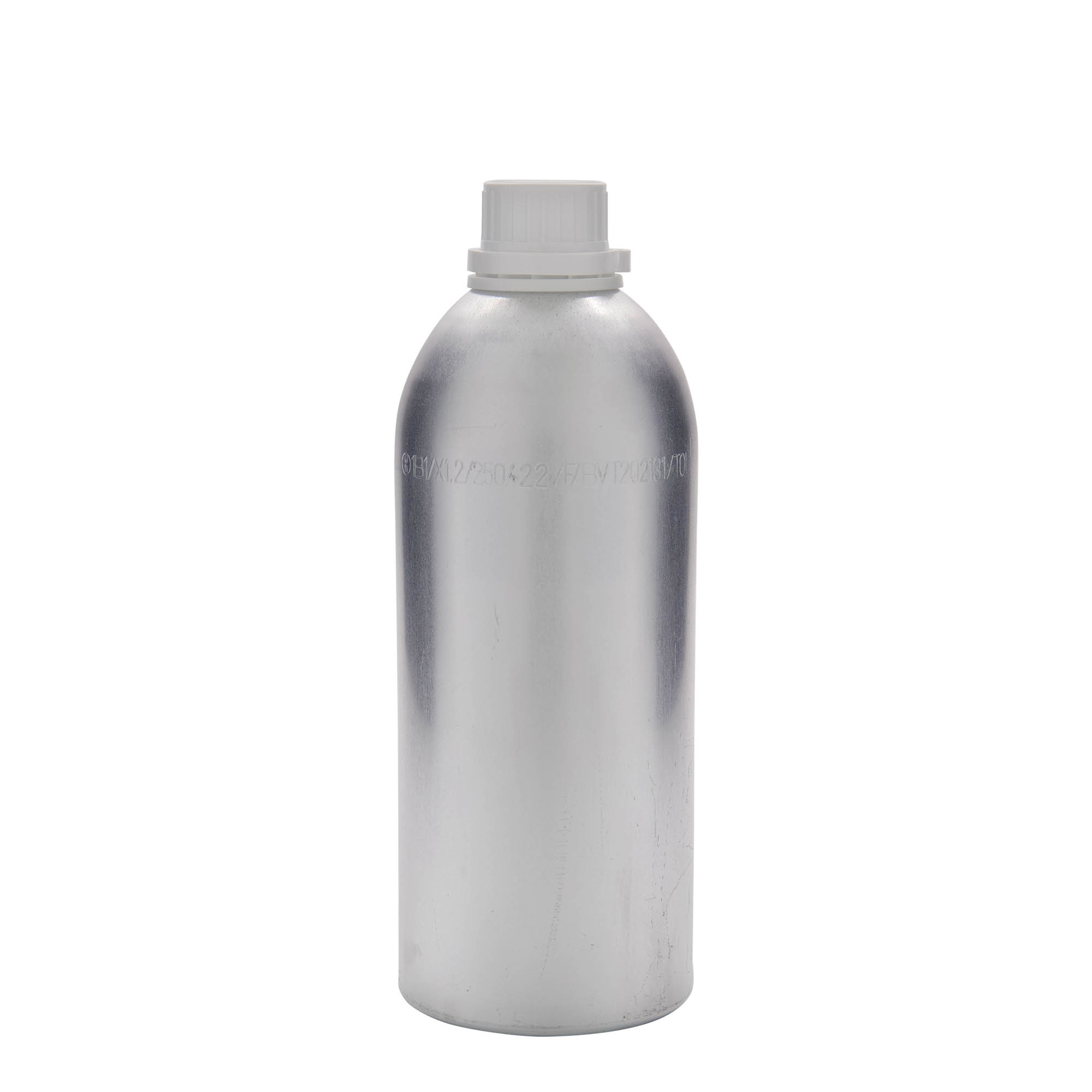 1100 ml alumiiniumflaska, metall, hõbedane, suuava: DIN 32