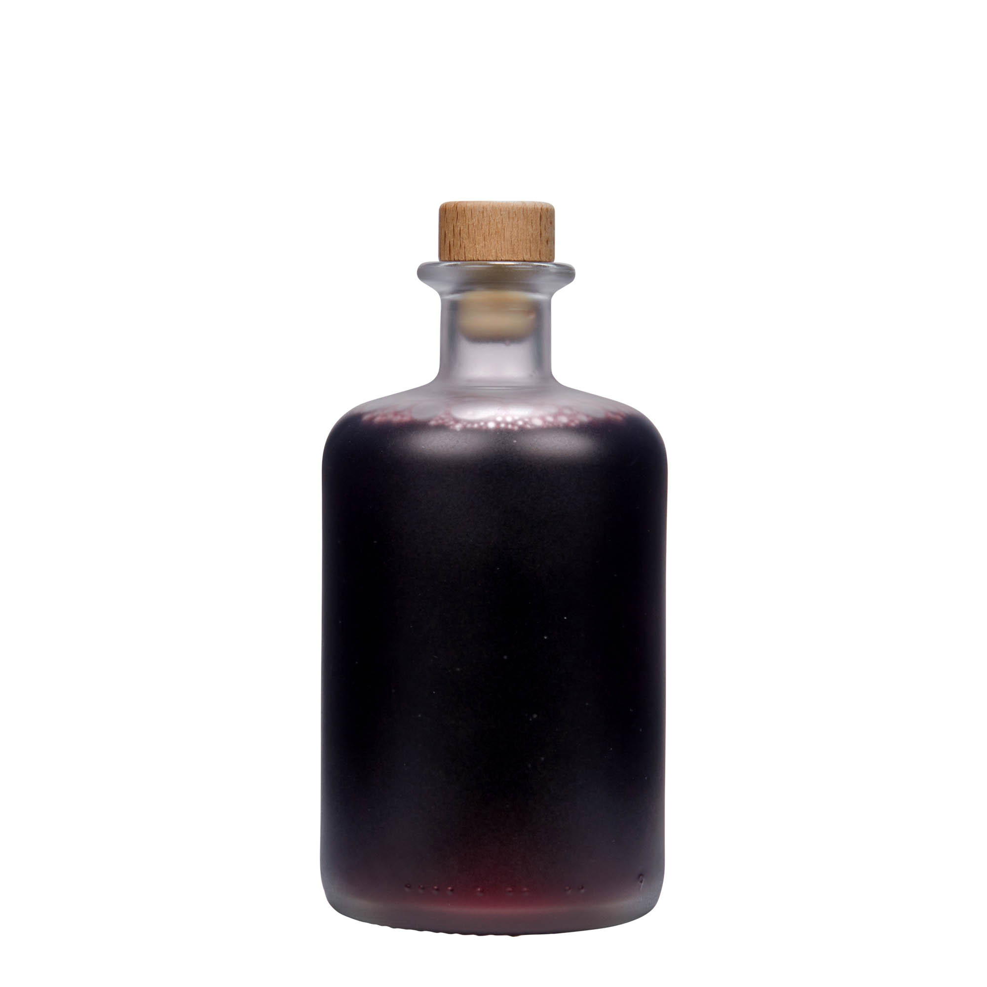 500 ml apteegipudel klaasist, jäätunud, suuava: kork
