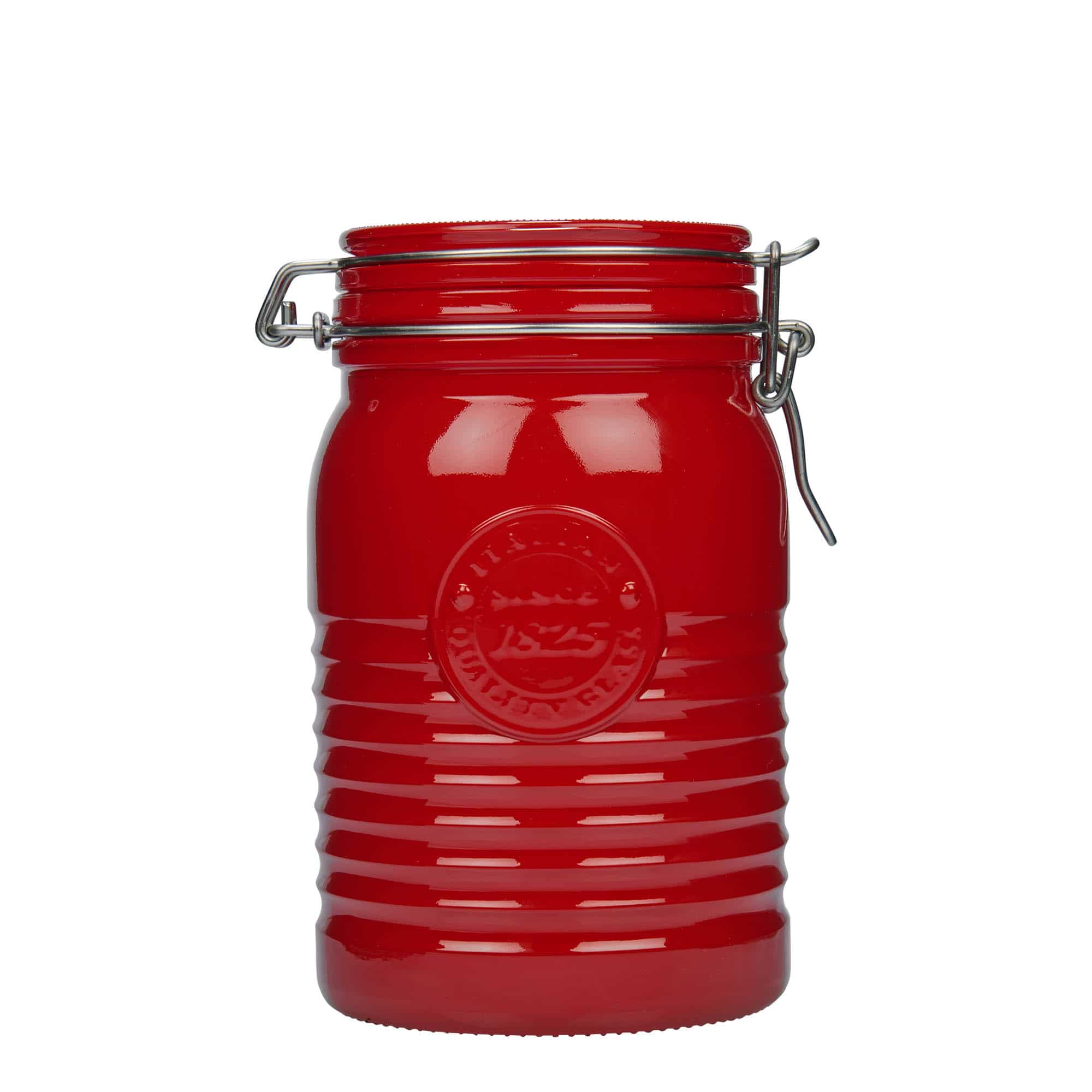 1000 ml traatkaanega purk 'Officina 1825', punane, sulgur: traatkaas 1000 ml traatkaanega purk 'Officina 1825', punane, sulgur: traatkaas