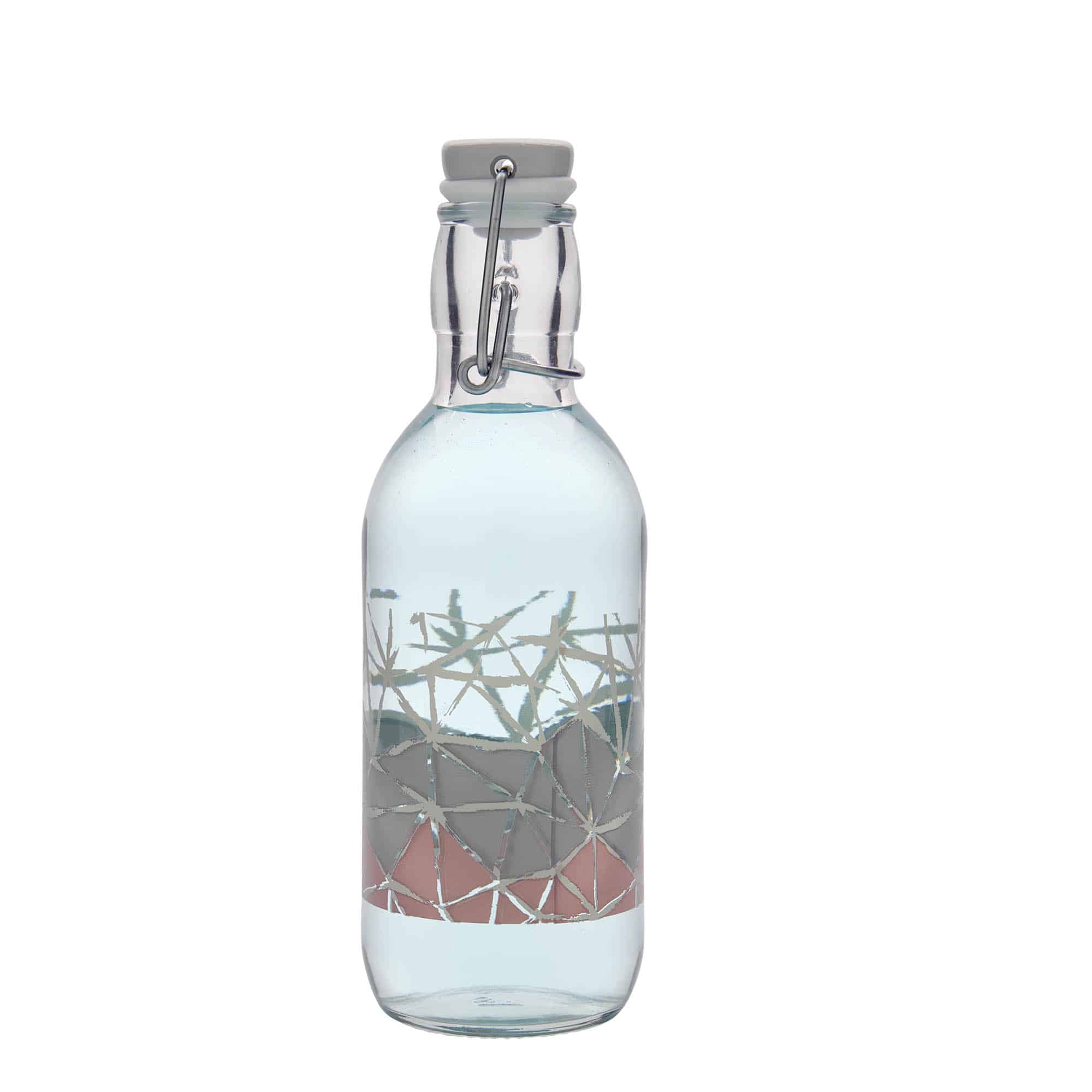 500 ml klaaspudel 'Emilia', motiiv: Manolibera rosa, sulgur: traatkork
