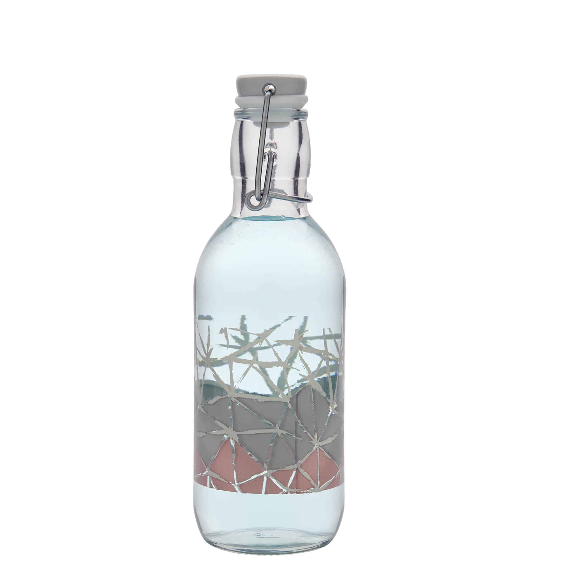 500 ml klaaspudel Emilia trükitud 'Manolibera rosa', suuava: klambriga korgiga 500 ml klaaspudel Emilia trükitud 'Manolibera rosa', suuava: klambriga korgiga
