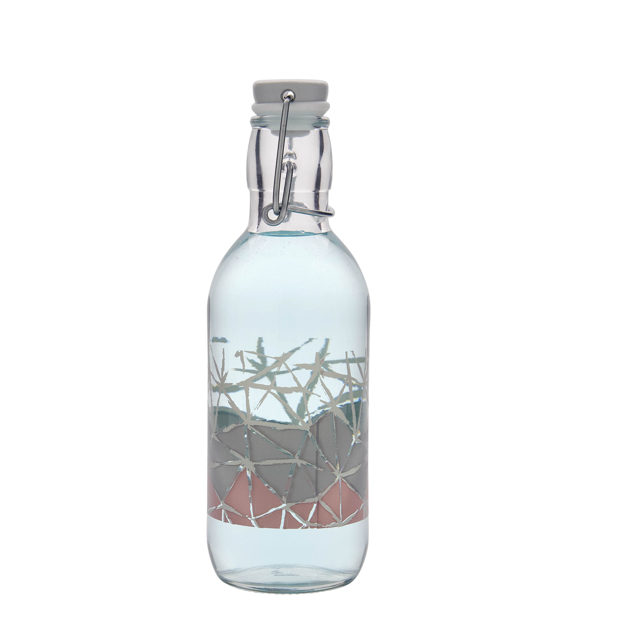 500 ml klaaspudel Emilia trükitud 'Manolibera rosa', suuava: klambriga korgiga 500 ml klaaspudel Emilia trükitud 'Manolibera rosa', suuava: klambriga korgiga