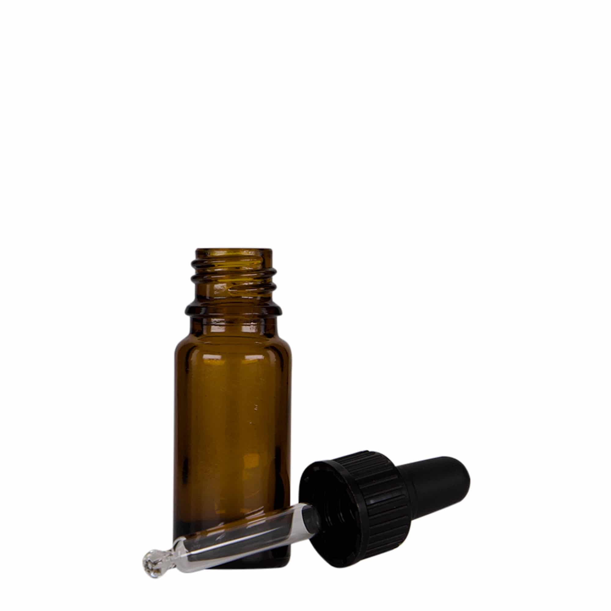 10 ml tilguti pudel meditsiiniks, klaas, pruun-must, suu: DIN 18