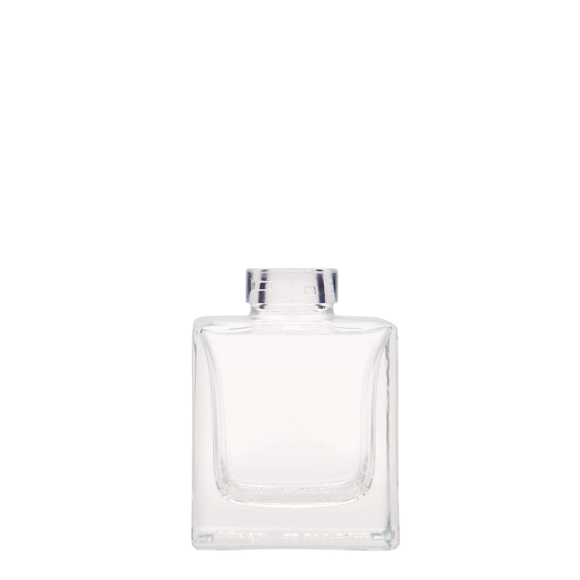 100 ml klaaspudel 'Cube', ruudukujuline, suuava: kork