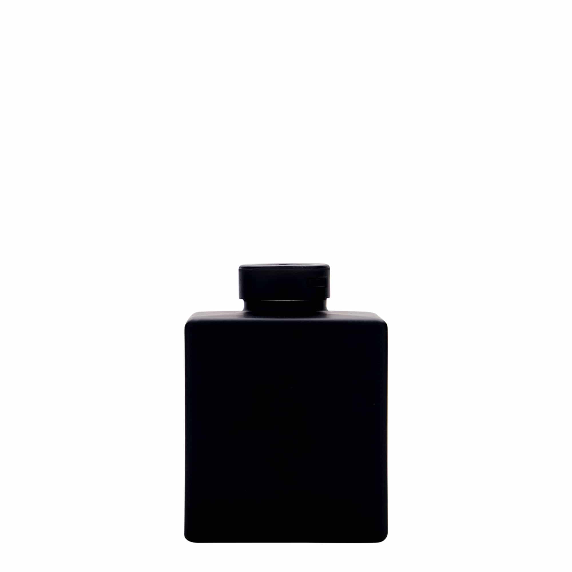 100 ml klaaspudel 'Cube', ruudukujuline, must, kael: kork