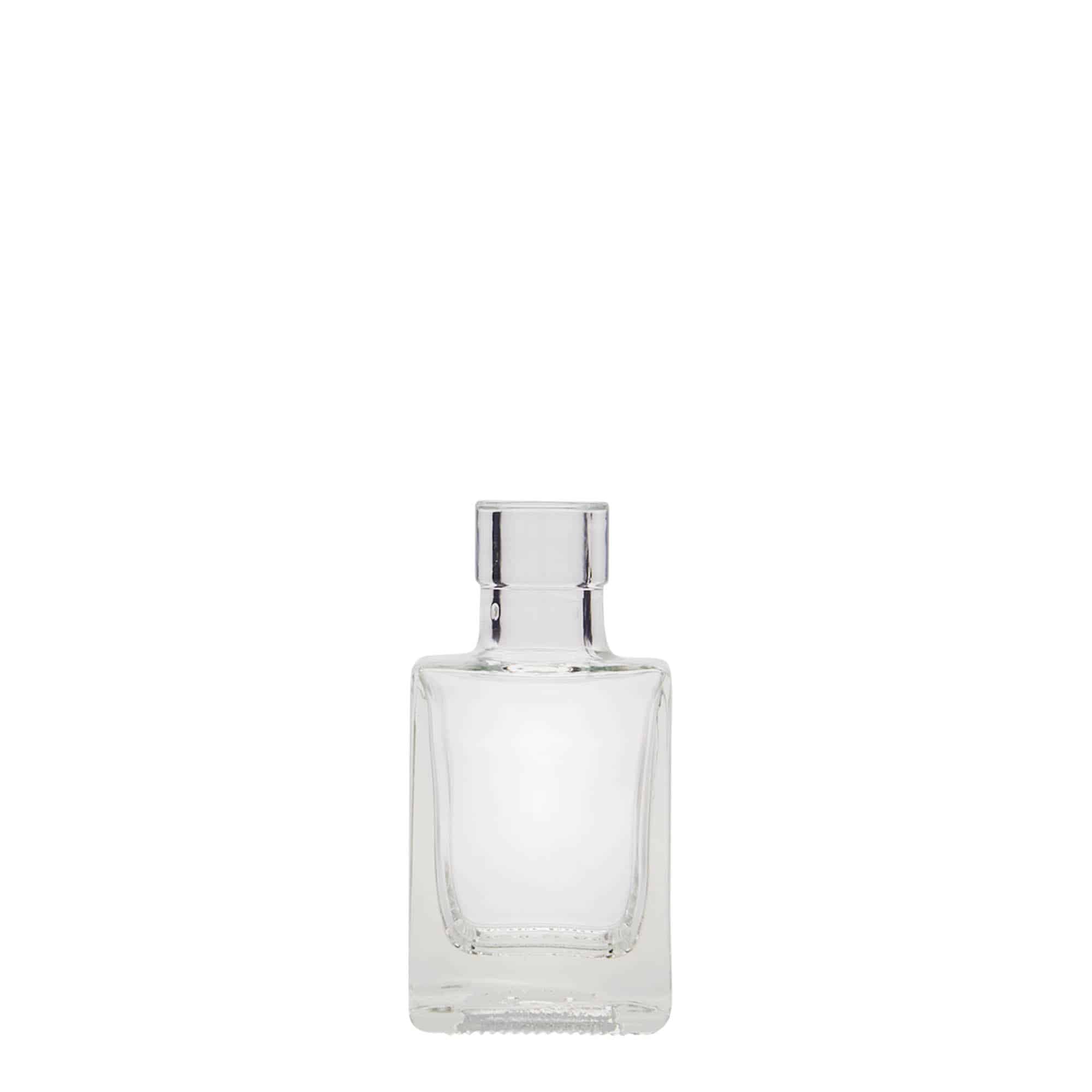 50 ml klaaspudel 'Cube', ruudukujuline, sulgur: kork