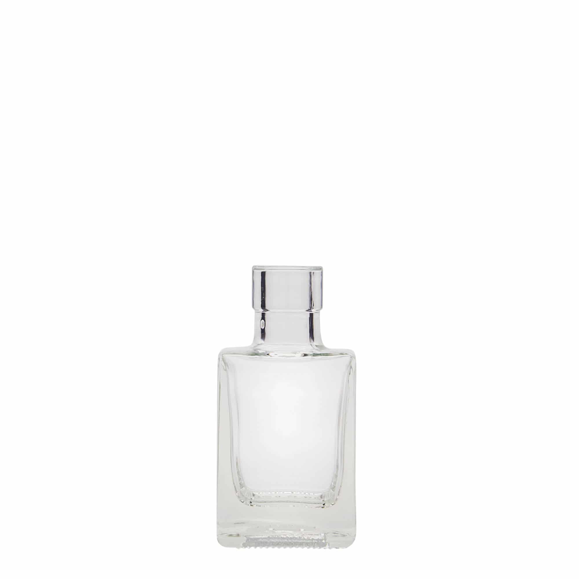 50 ml klaaspudel 'Cube', ruudukujuline, suuava: kork