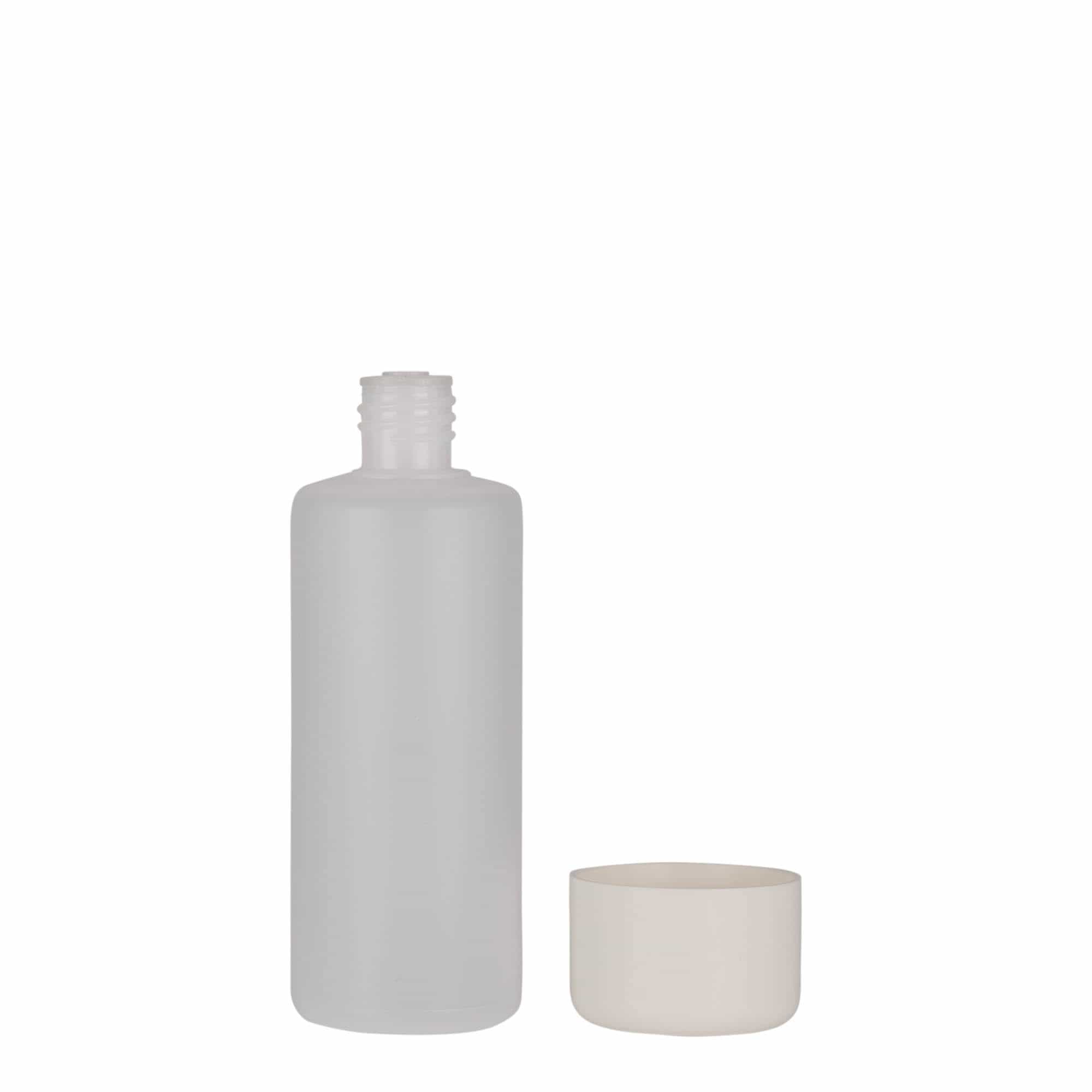 100 ml silinderpudel, PE-plast, loomulik värv, sulgur: keeratav kork