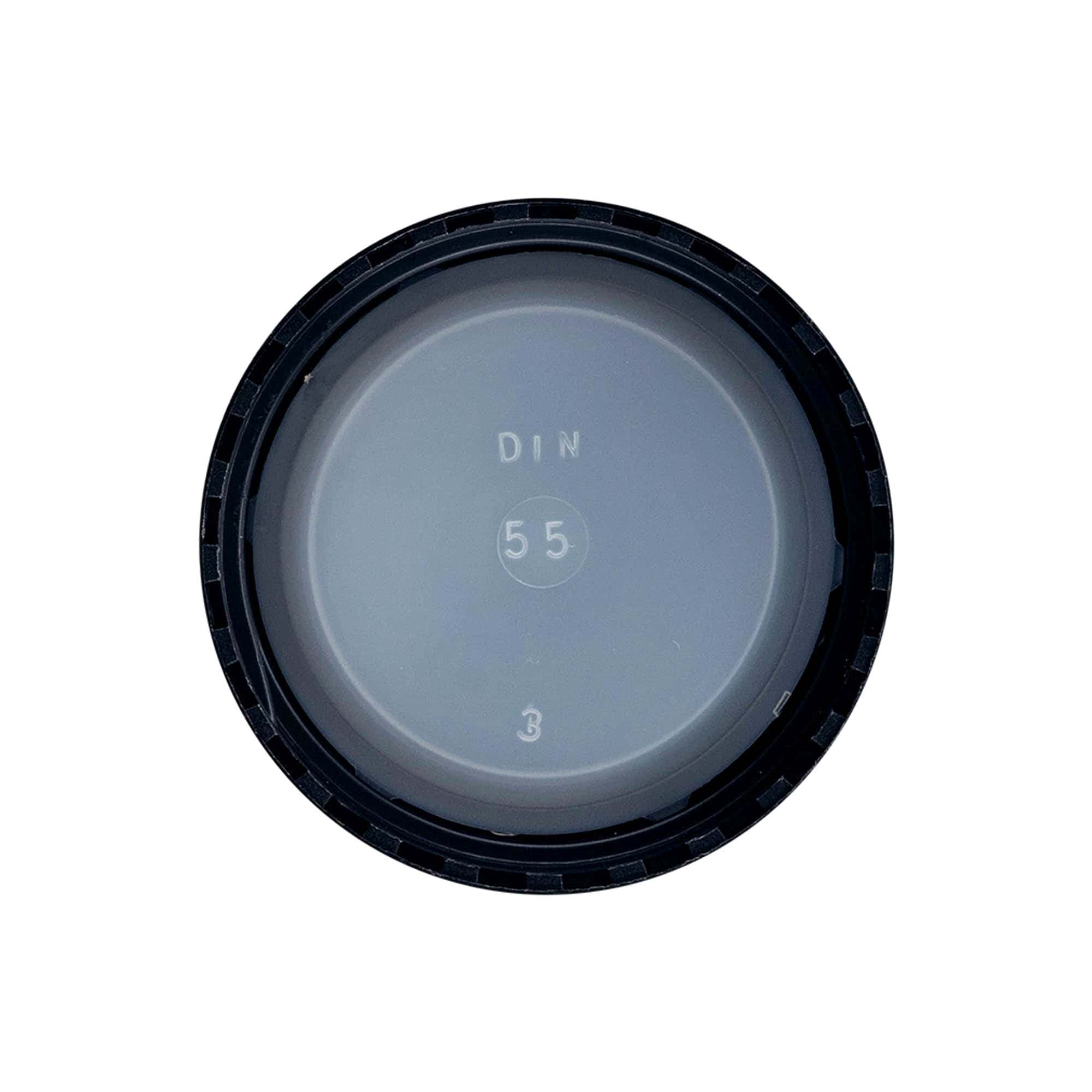 Kruvikork, PP-plastik, must, avamiseks: DIN 55