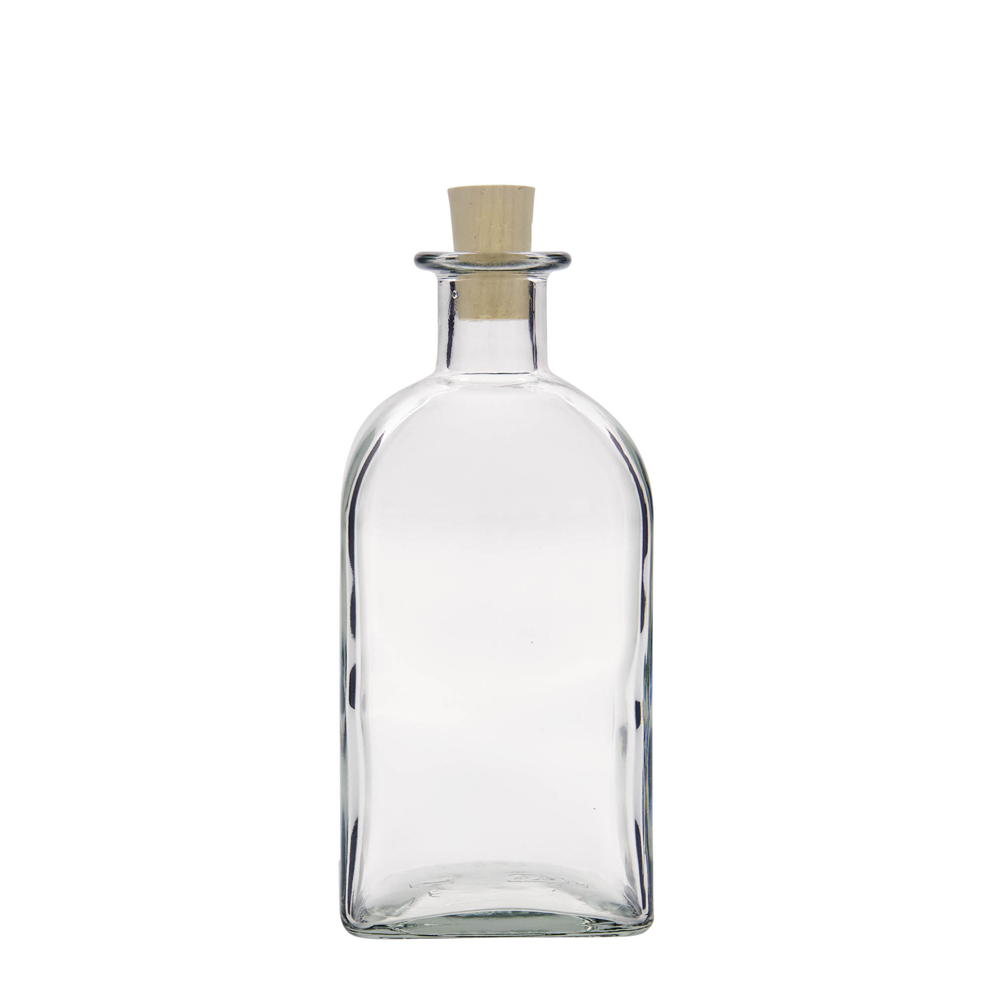 500 ml klaaspudel Apotheker Carré, ruudukujuline, ava: kork