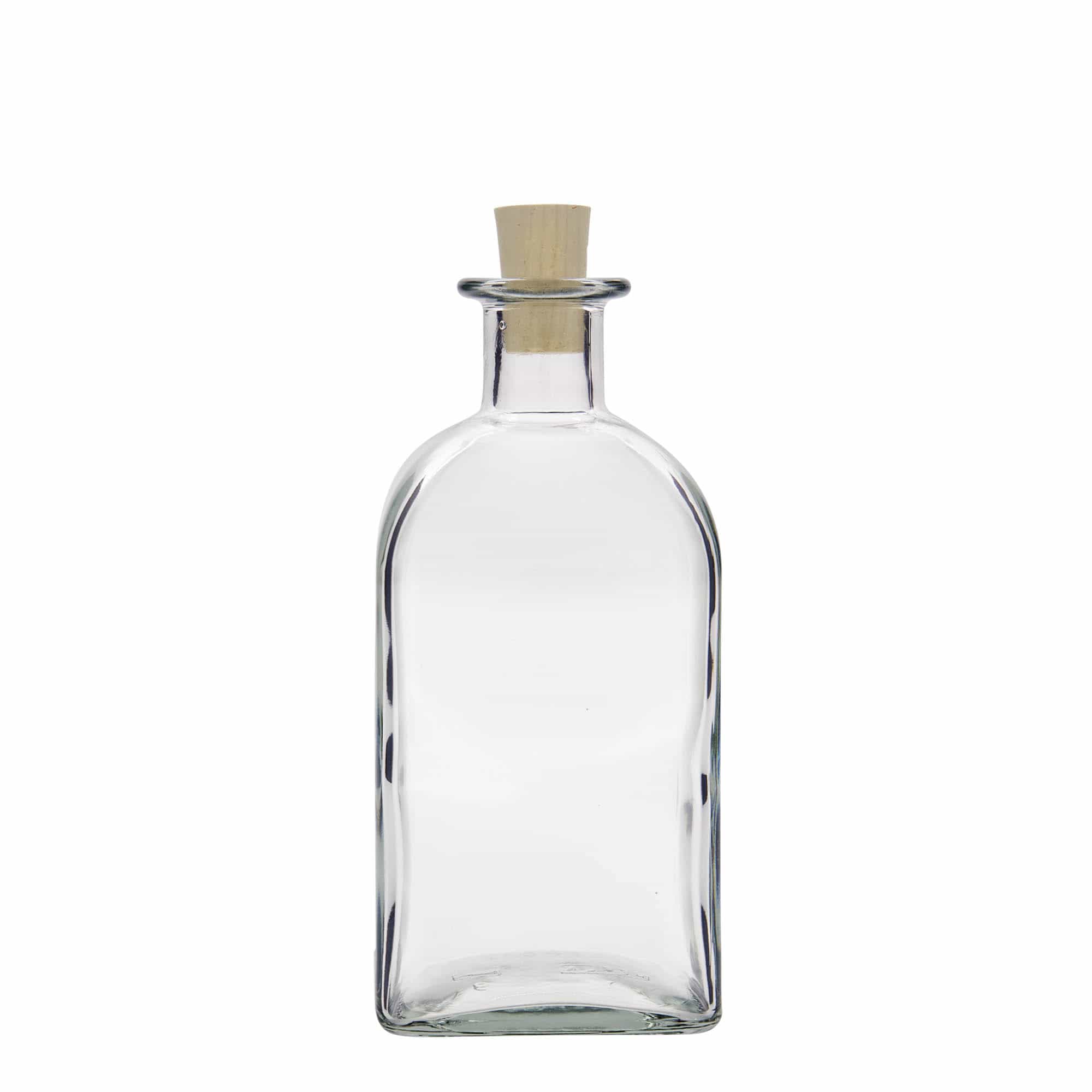 500 ml klaaspudel Apotheker Carré, ruudukujuline, ava: kork